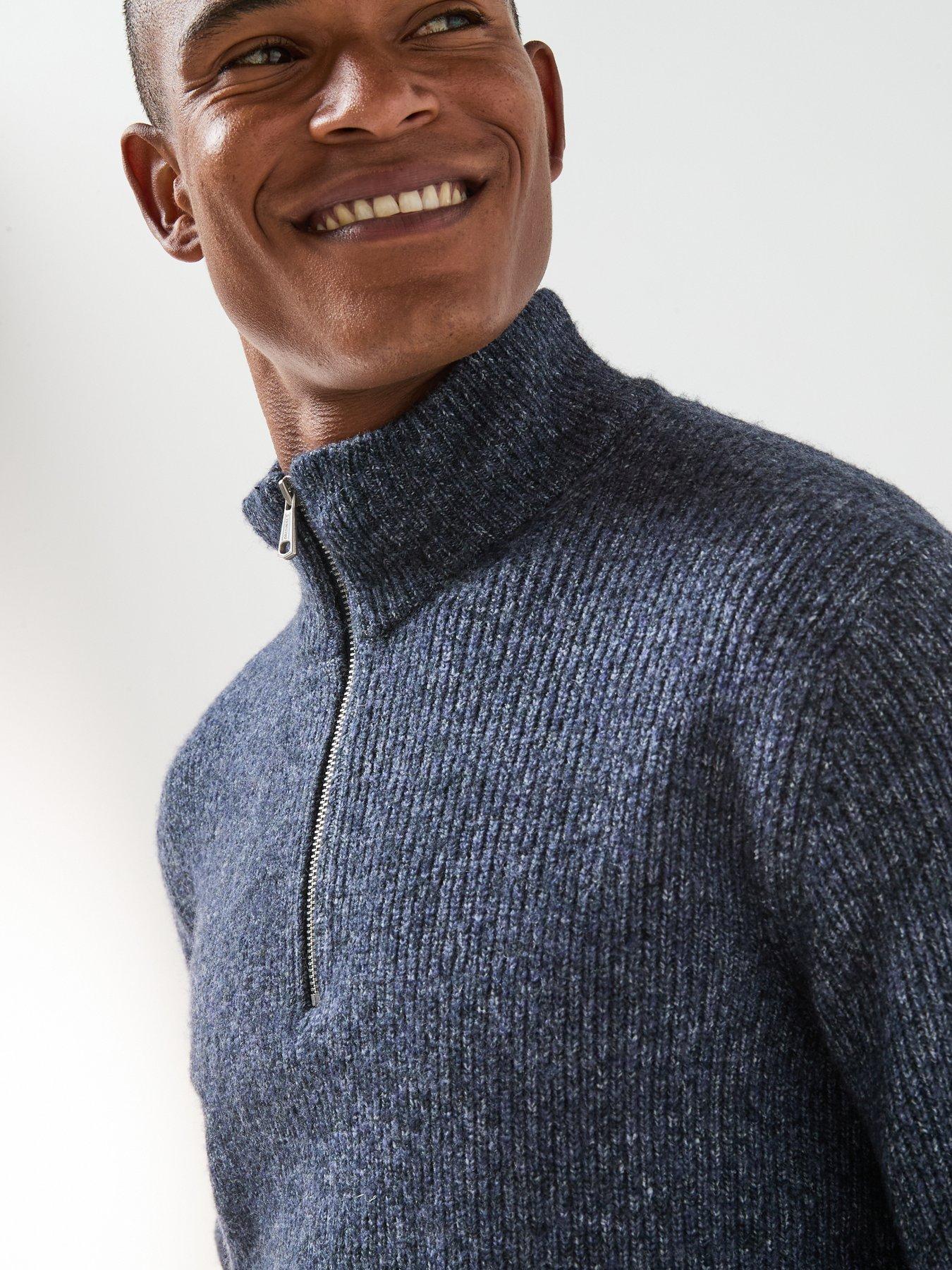 Image 4 of 6 of Jack & Jones Frederiksberg Ollie Zip Neck Knitted Jumper - Blue