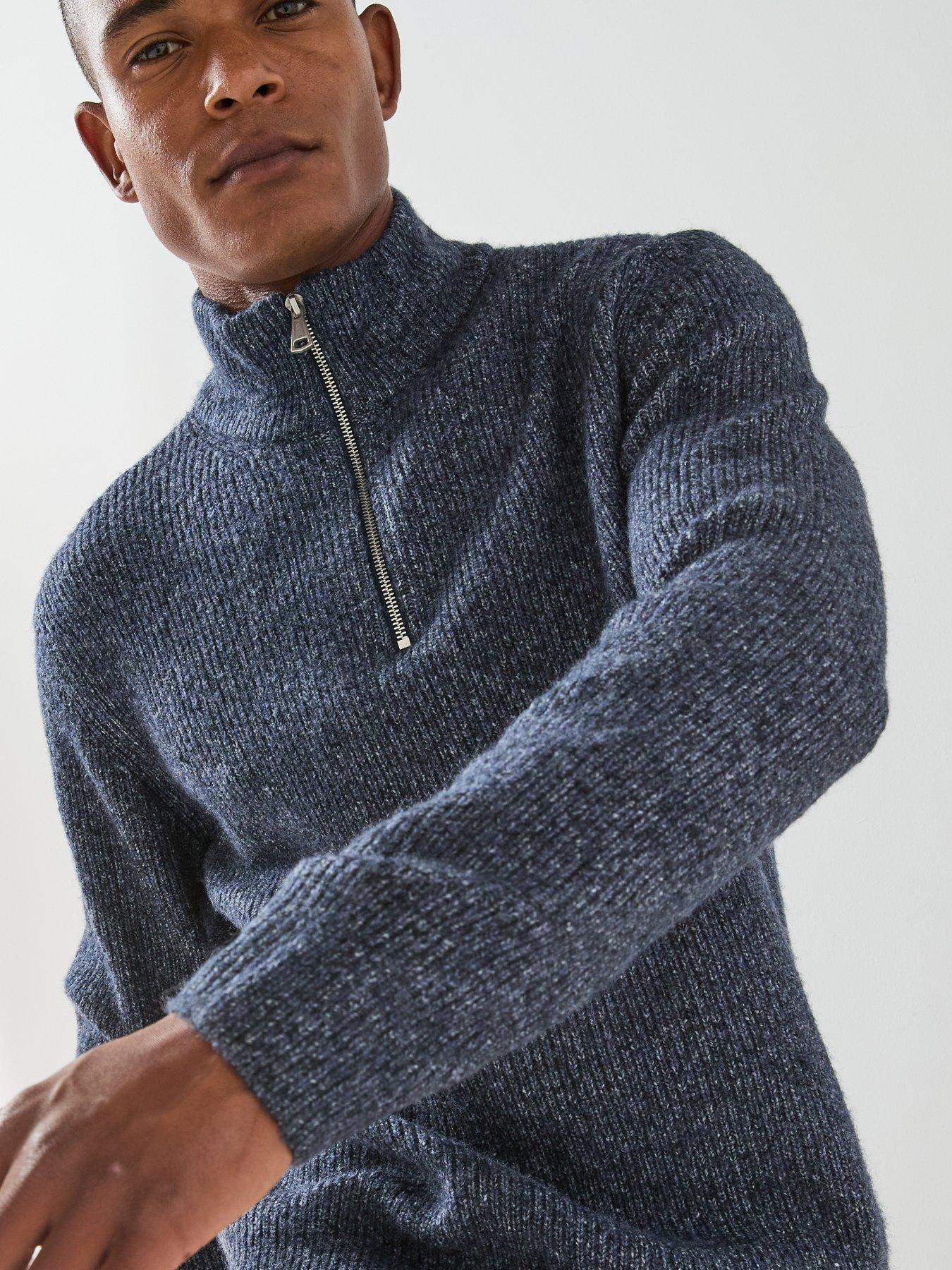Image 6 of 6 of Jack & Jones Frederiksberg Ollie Zip Neck Knitted Jumper - Blue