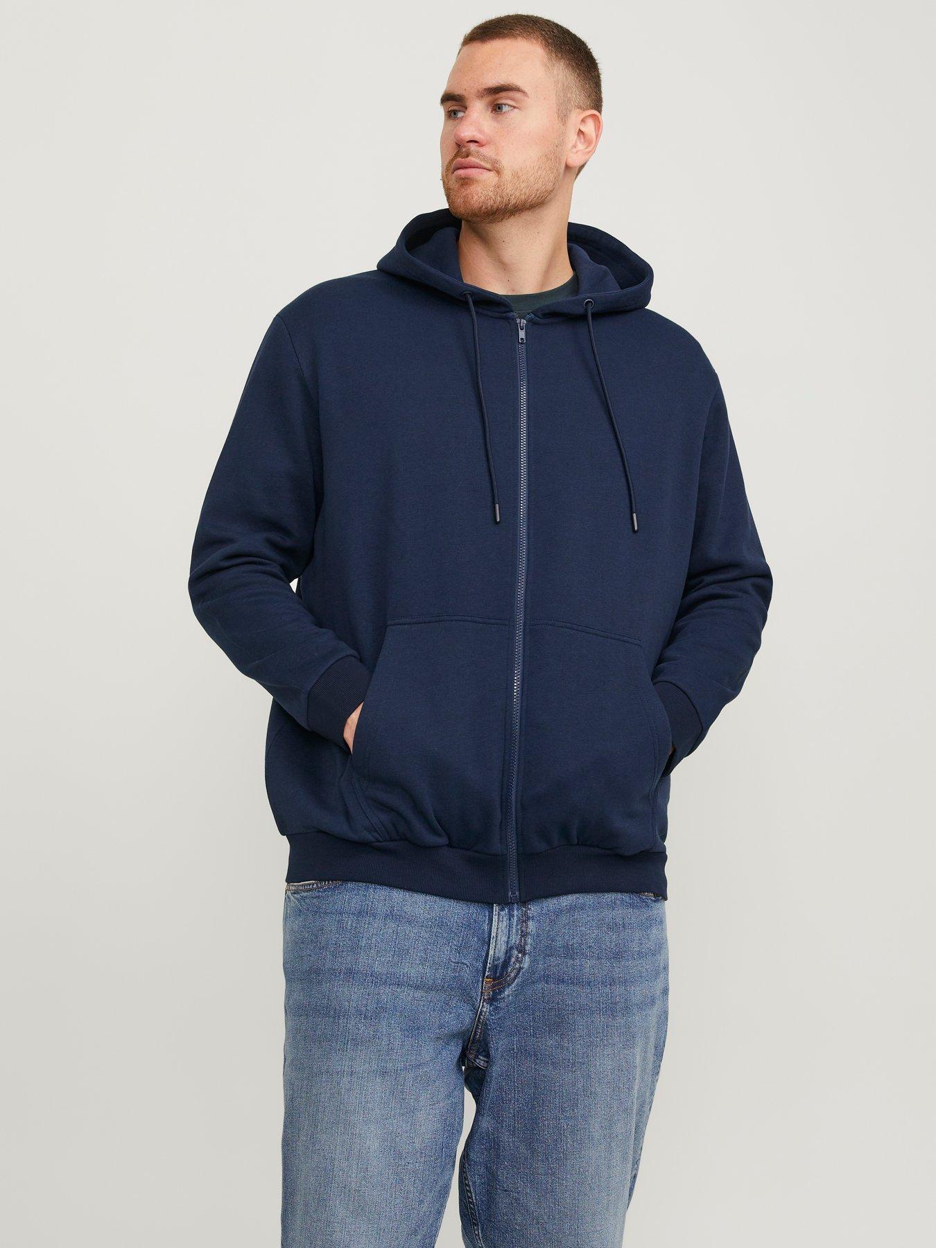 Jack & Jones Jack & Jones Mens Big & Tall Bradley Zip-Through Hoodie, Navy Blazer, Size 4Xl, Men - Image 3