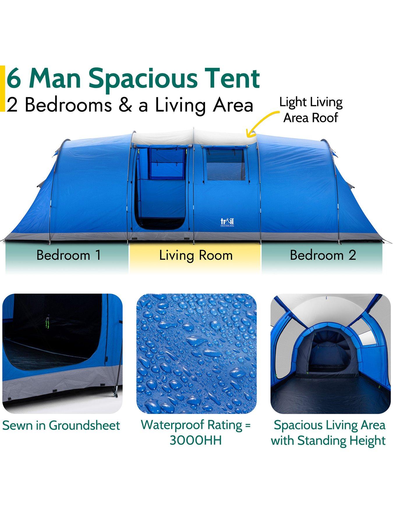 Image 4 of 7 of Trail Hexton XL 6 Man 3 Room Tunnel Tent - Blue