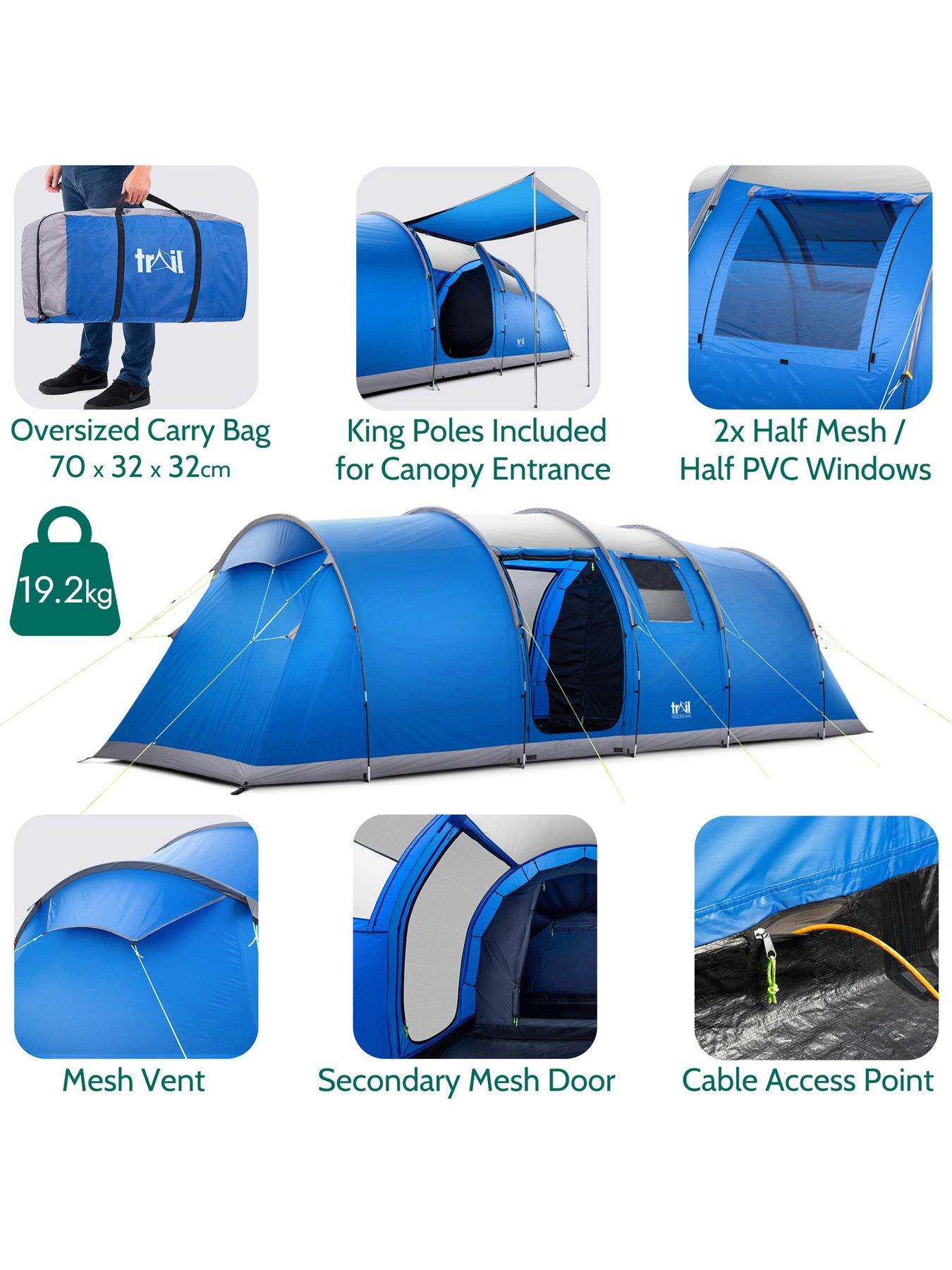 Image 5 of 7 of Trail Hexton XL 6 Man 3 Room Tunnel Tent - Blue