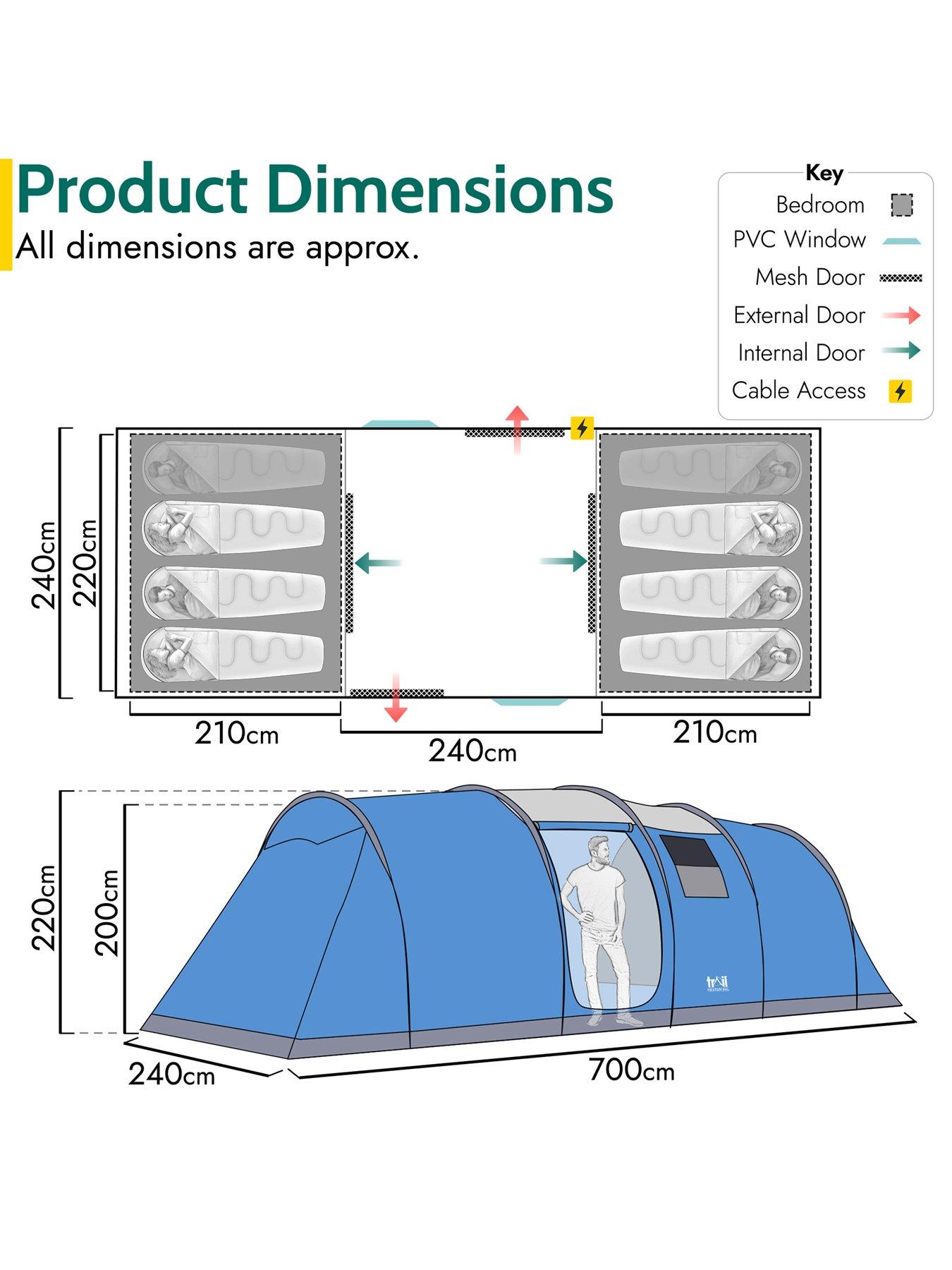 Image 7 of 7 of Trail Hexton XL 6 Man 3 Room Tunnel Tent - Blue