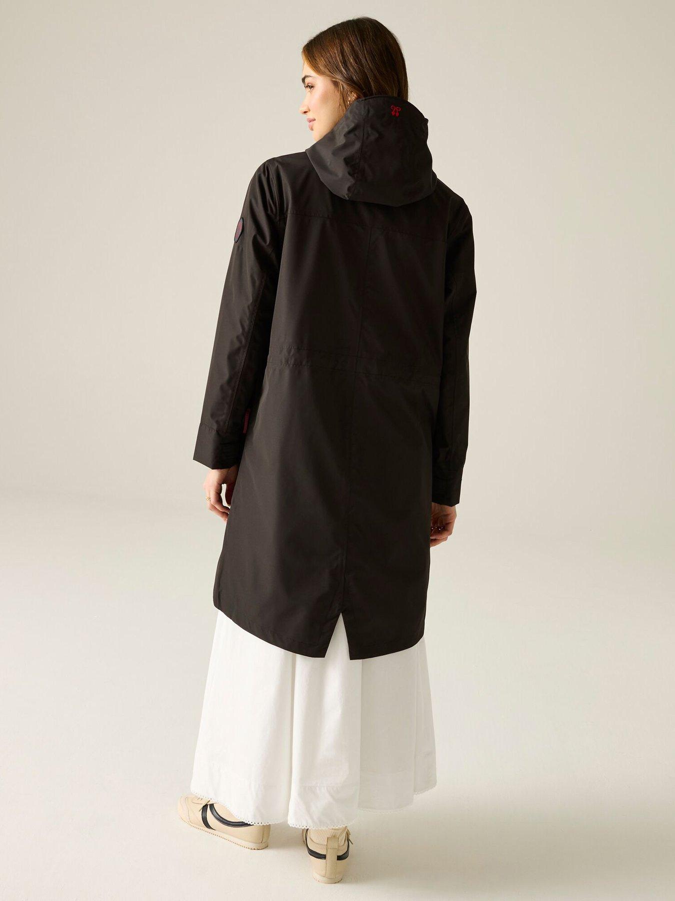 Image 2 of 7 of Regatta Ladies Cath Kidston Long Waterproof Shell Jacket - Black Hackney Rose