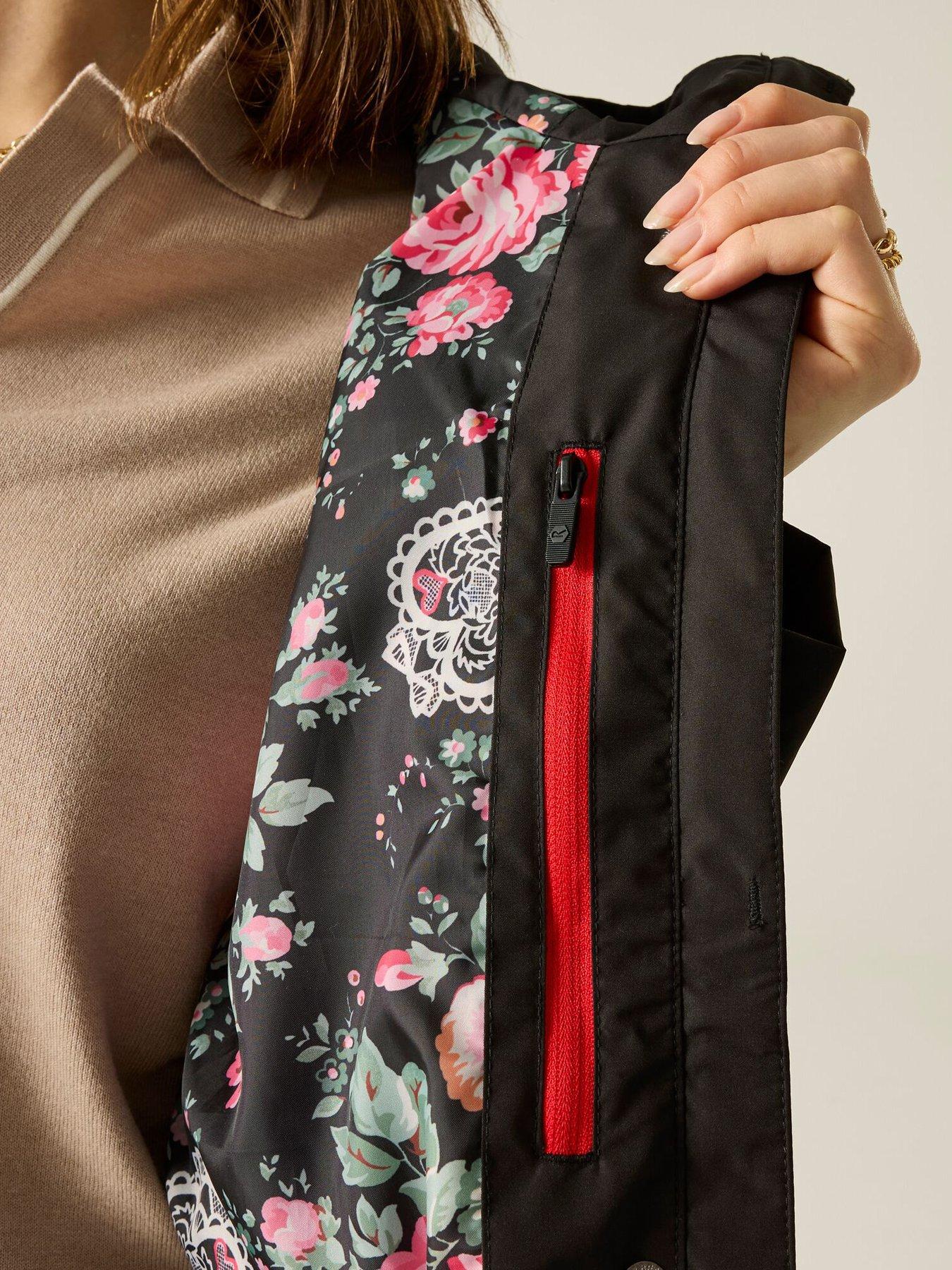 Image 4 of 7 of Regatta Ladies Cath Kidston Long Waterproof Shell Jacket - Black Hackney Rose
