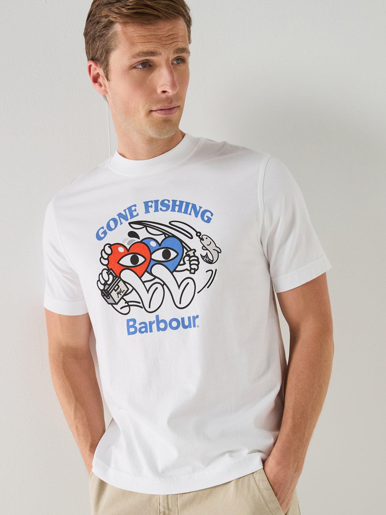 Image 1 of 5 of Barbour Relaxed Fit Gone Fishing T-Shirt - White