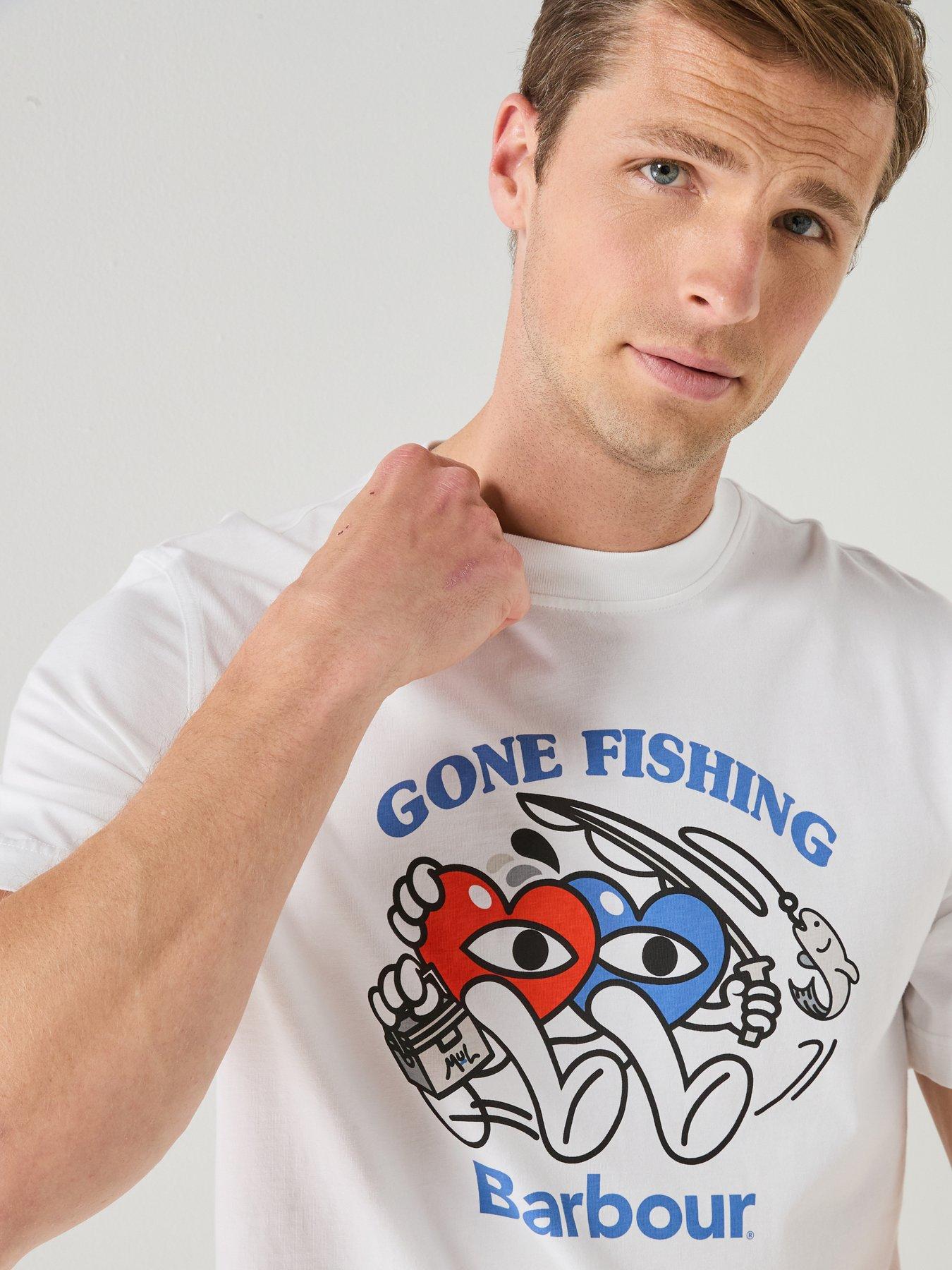 Image 4 of 5 of Barbour Relaxed Fit Gone Fishing T-Shirt - White