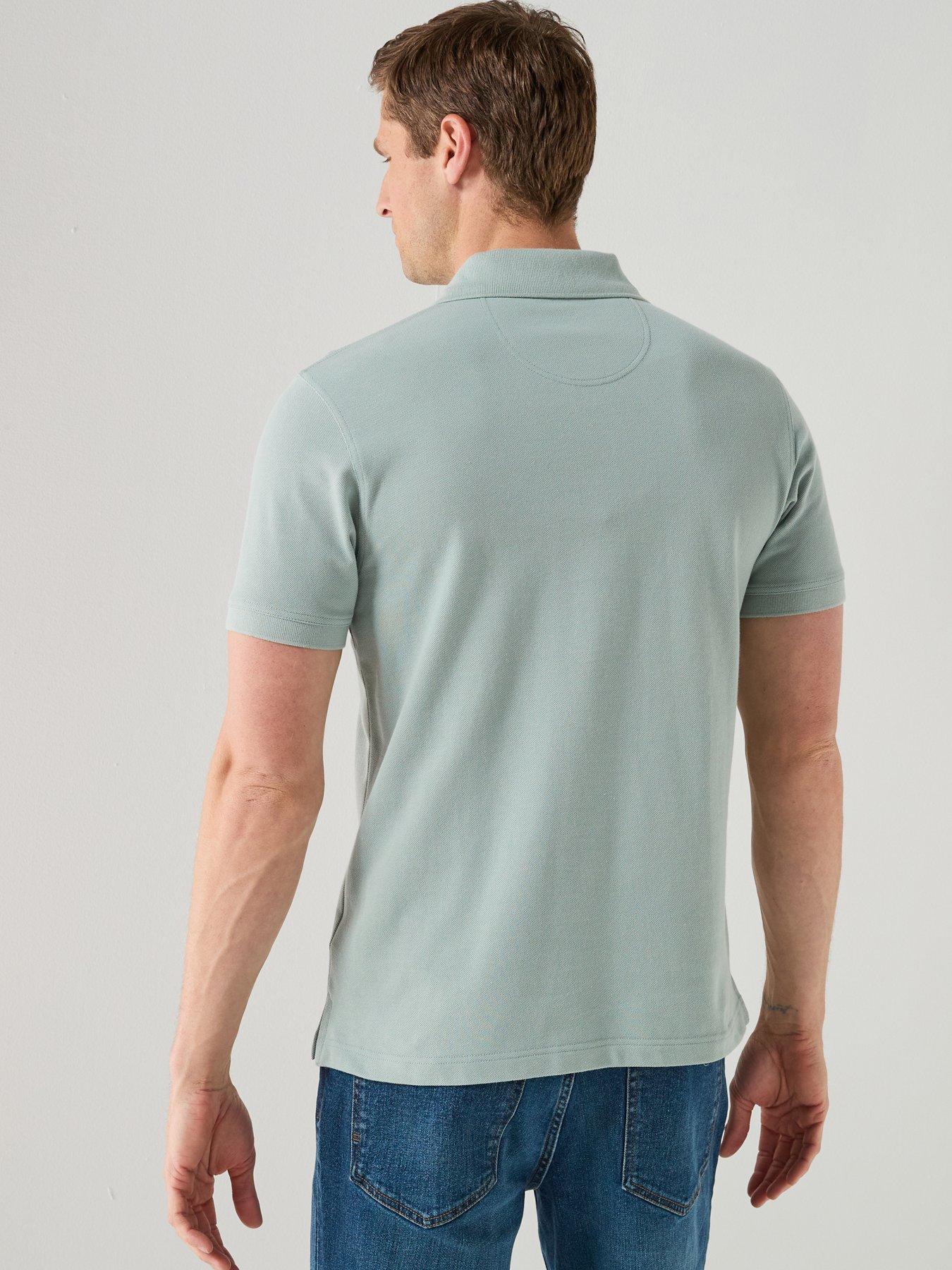 Image 2 of 6 of Barbour Tartan Pique Tailored Fit Polo Shirt - Blue