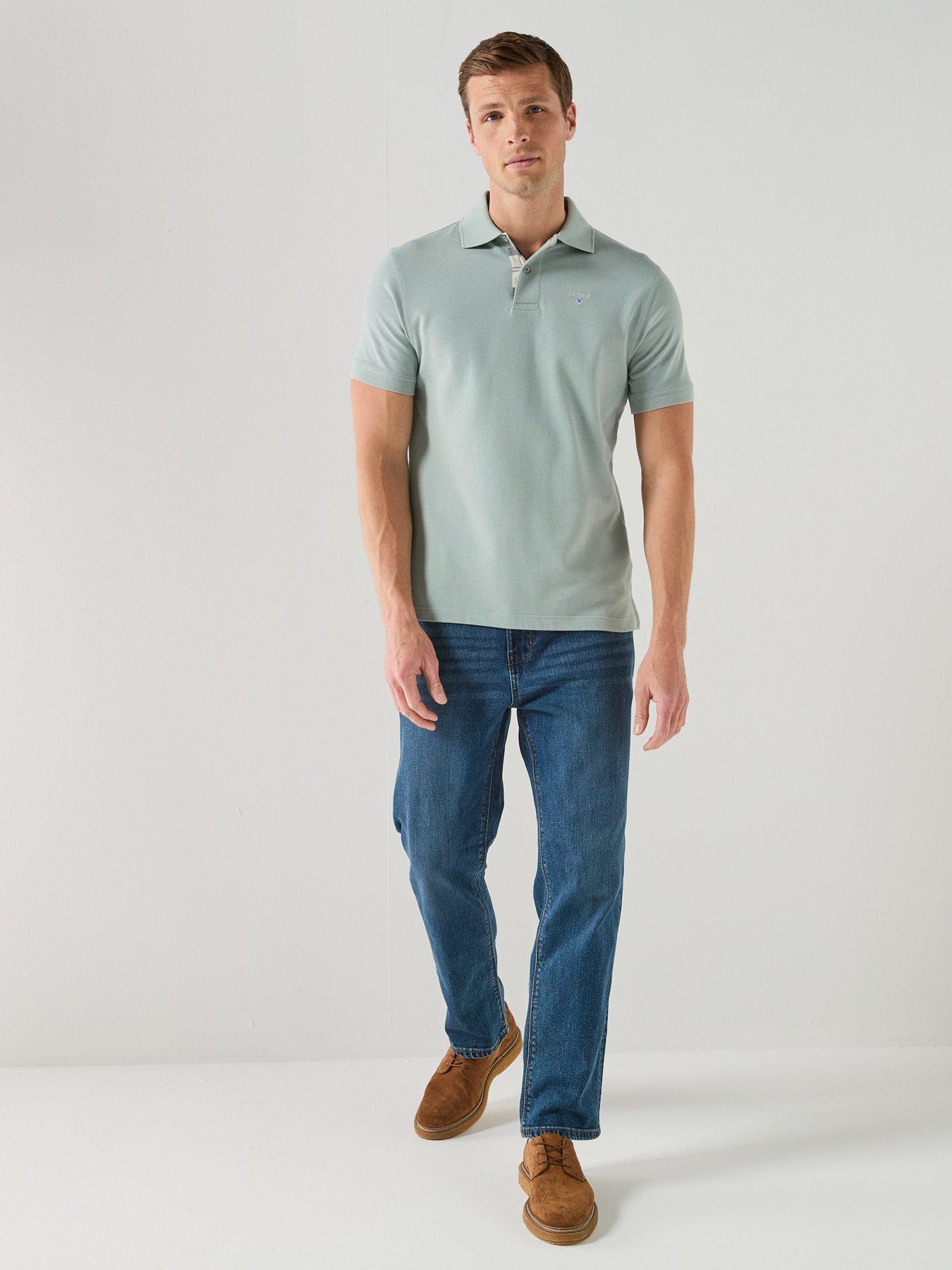 Image 3 of 6 of Barbour Tartan Pique Tailored Fit Polo Shirt - Blue