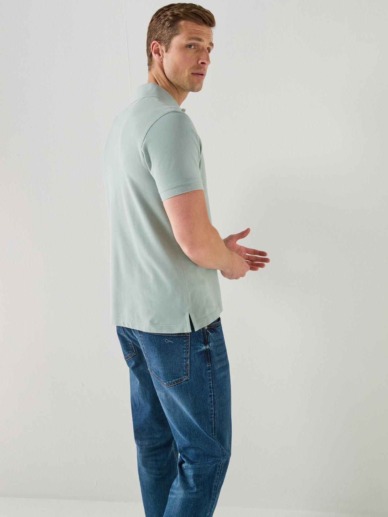 Image 5 of 6 of Barbour Tartan Pique Tailored Fit Polo Shirt - Blue