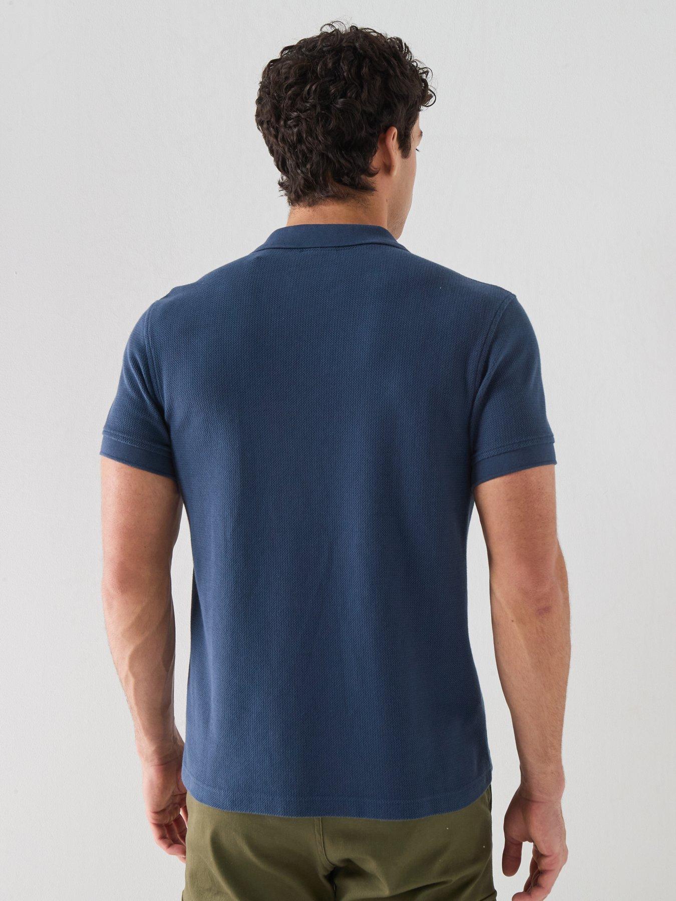 Image 2 of 5 of Barbour International Milbank Textured Open Collar Polo Shirt - Navy