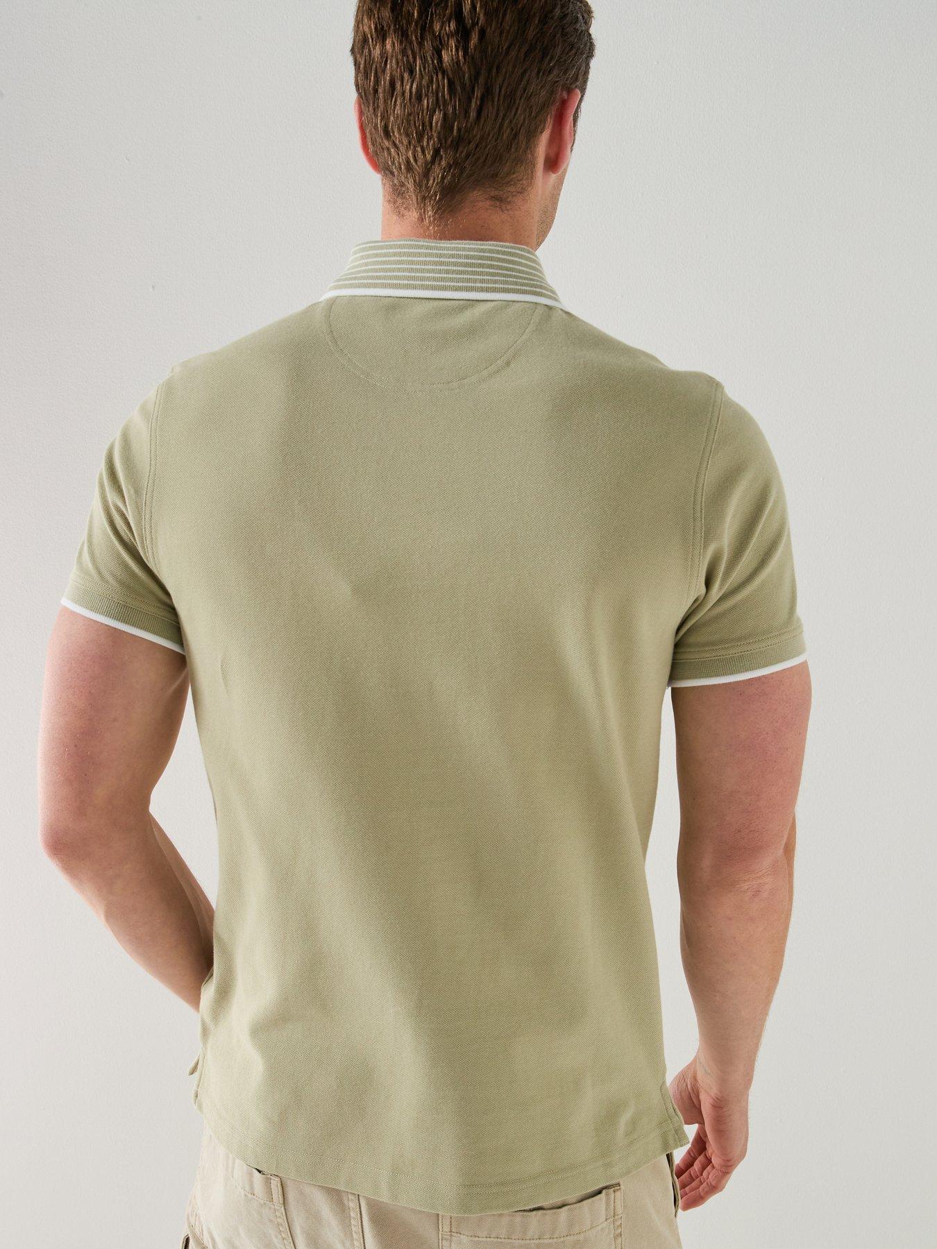 Image 2 of 6 of Barbour Denwick Tipped Tailored Fit Polo Shirt - Light Green