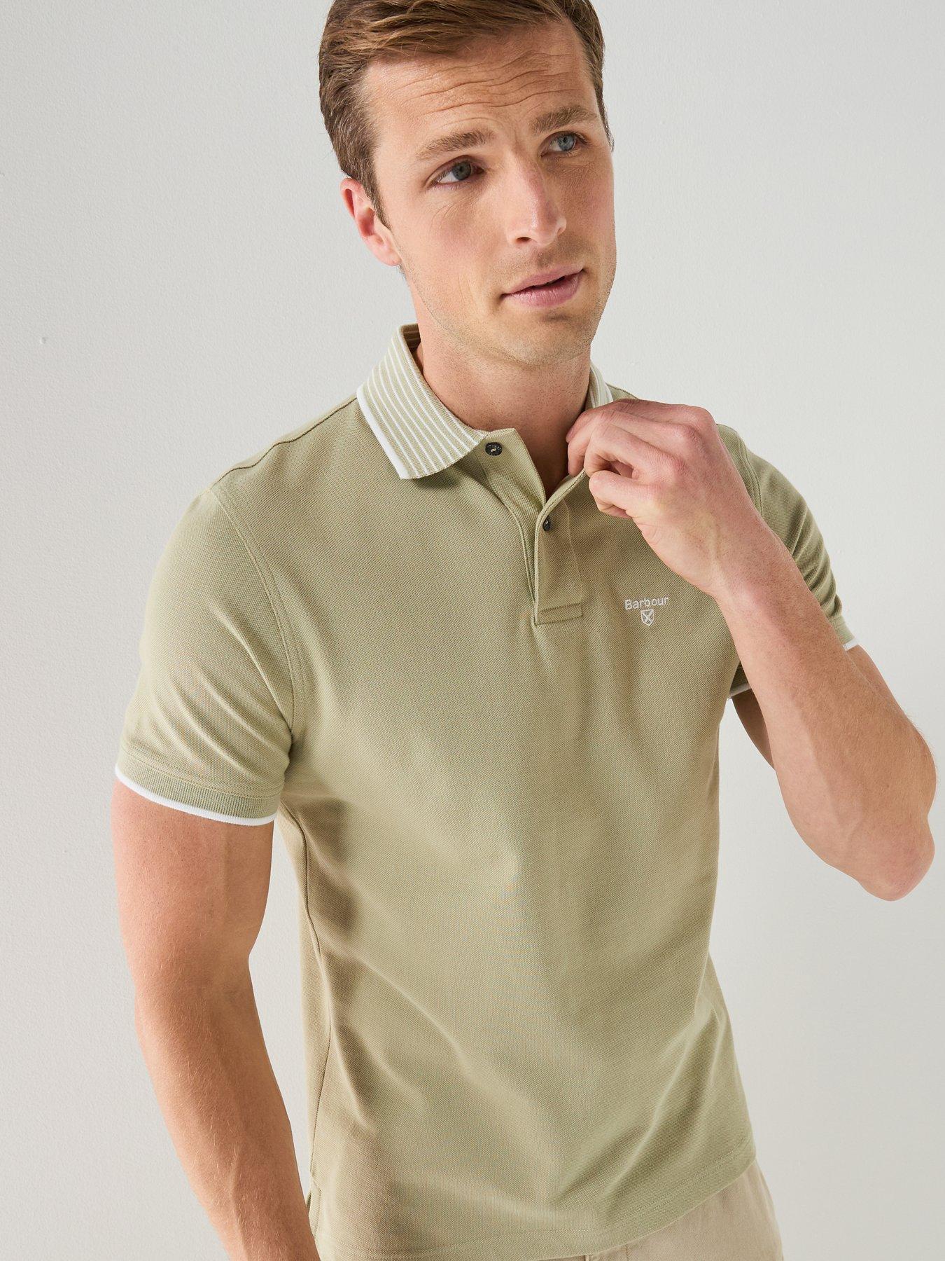 Image 6 of 6 of Barbour Denwick Tipped Tailored Fit Polo Shirt - Light Green
