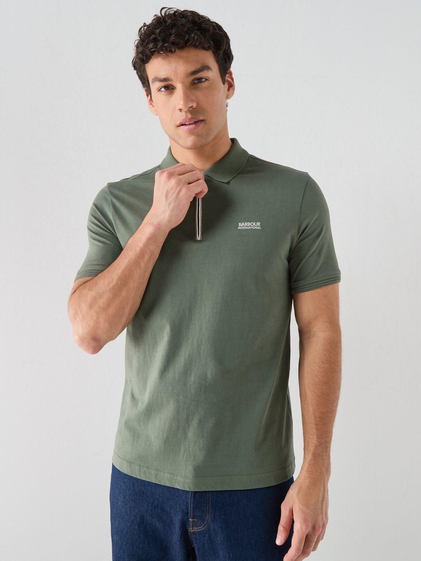 Barbour International International Ashmann Zipped Polo Shirt, Green, Size M, Men