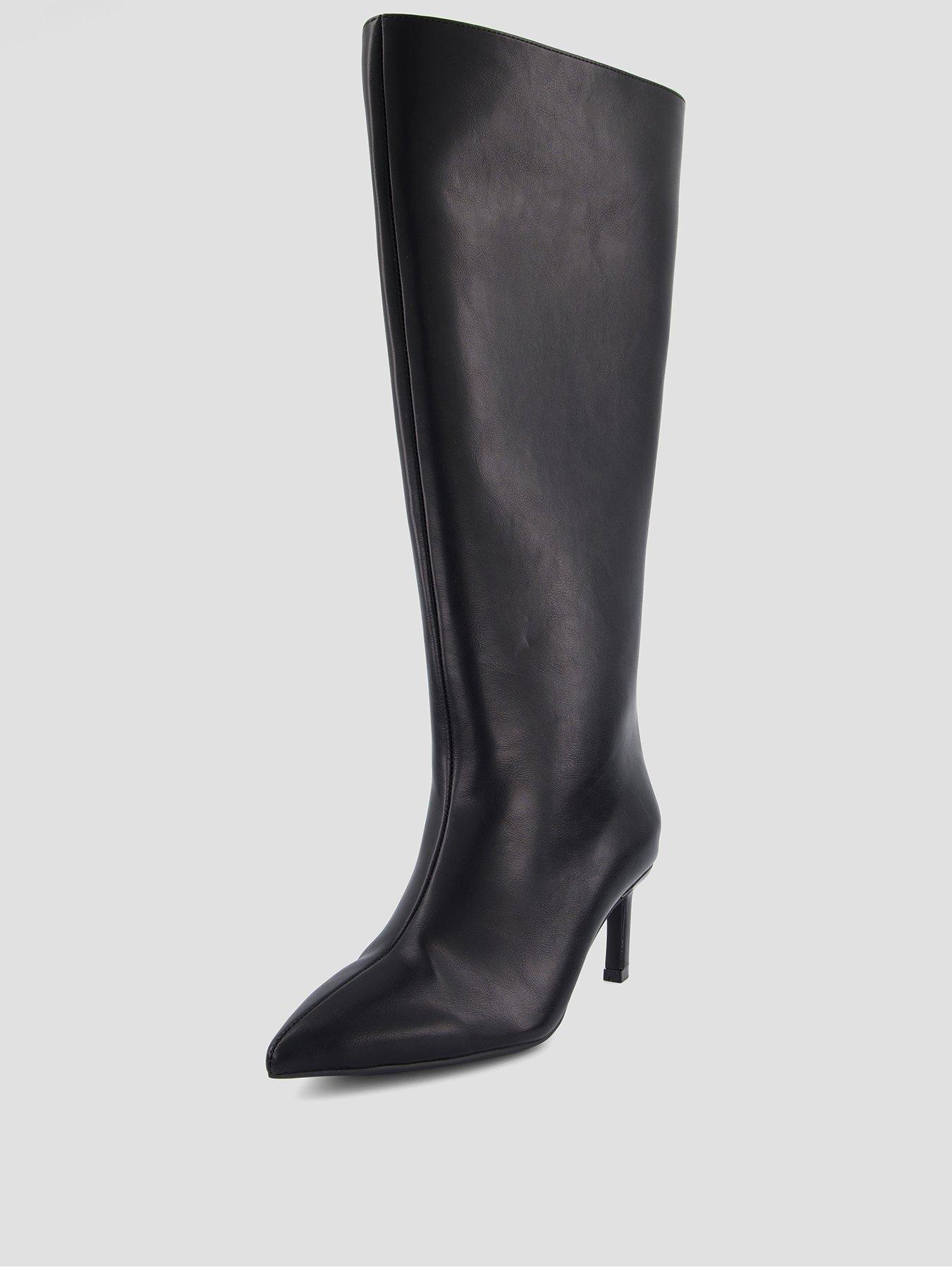 Image 2 of 7 of The Very Collection Womens Wide Fit Knee High Low Heel Pointed Toe Boots - Black