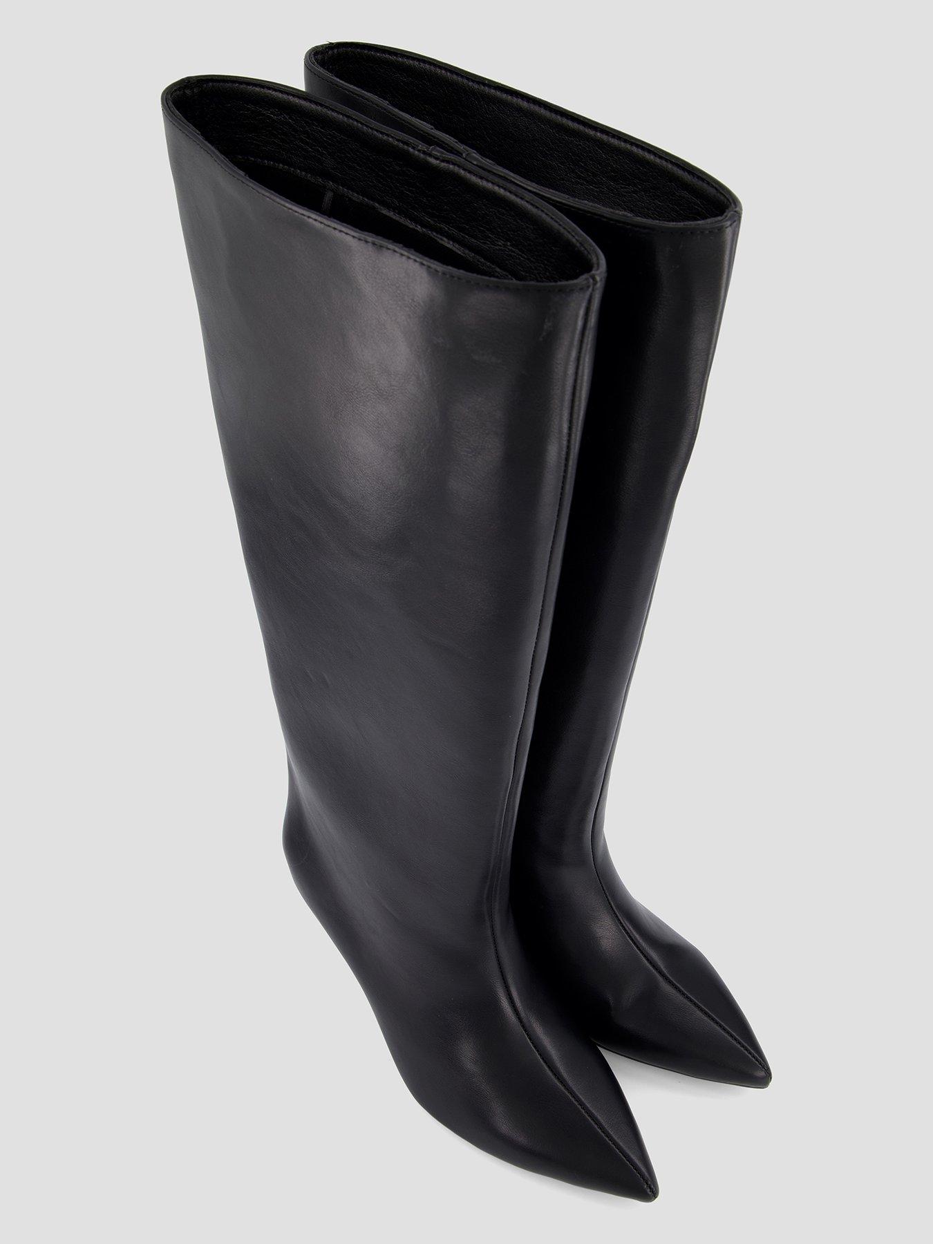 Image 3 of 7 of The Very Collection Womens Wide Fit Knee High Low Heel Pointed Toe Boots - Black