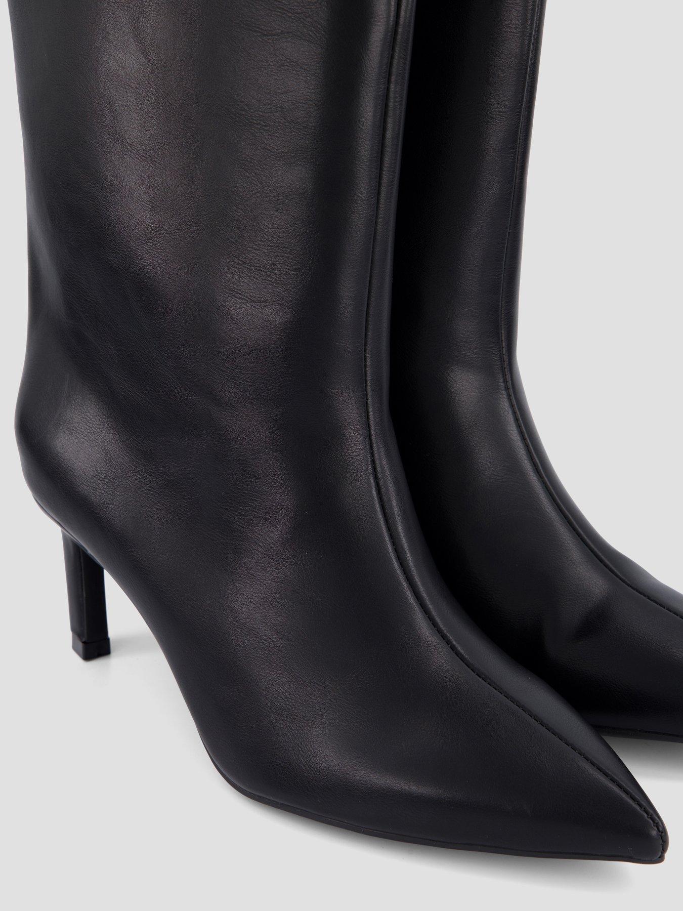 Image 5 of 7 of The Very Collection Womens Wide Fit Knee High Low Heel Pointed Toe Boots - Black