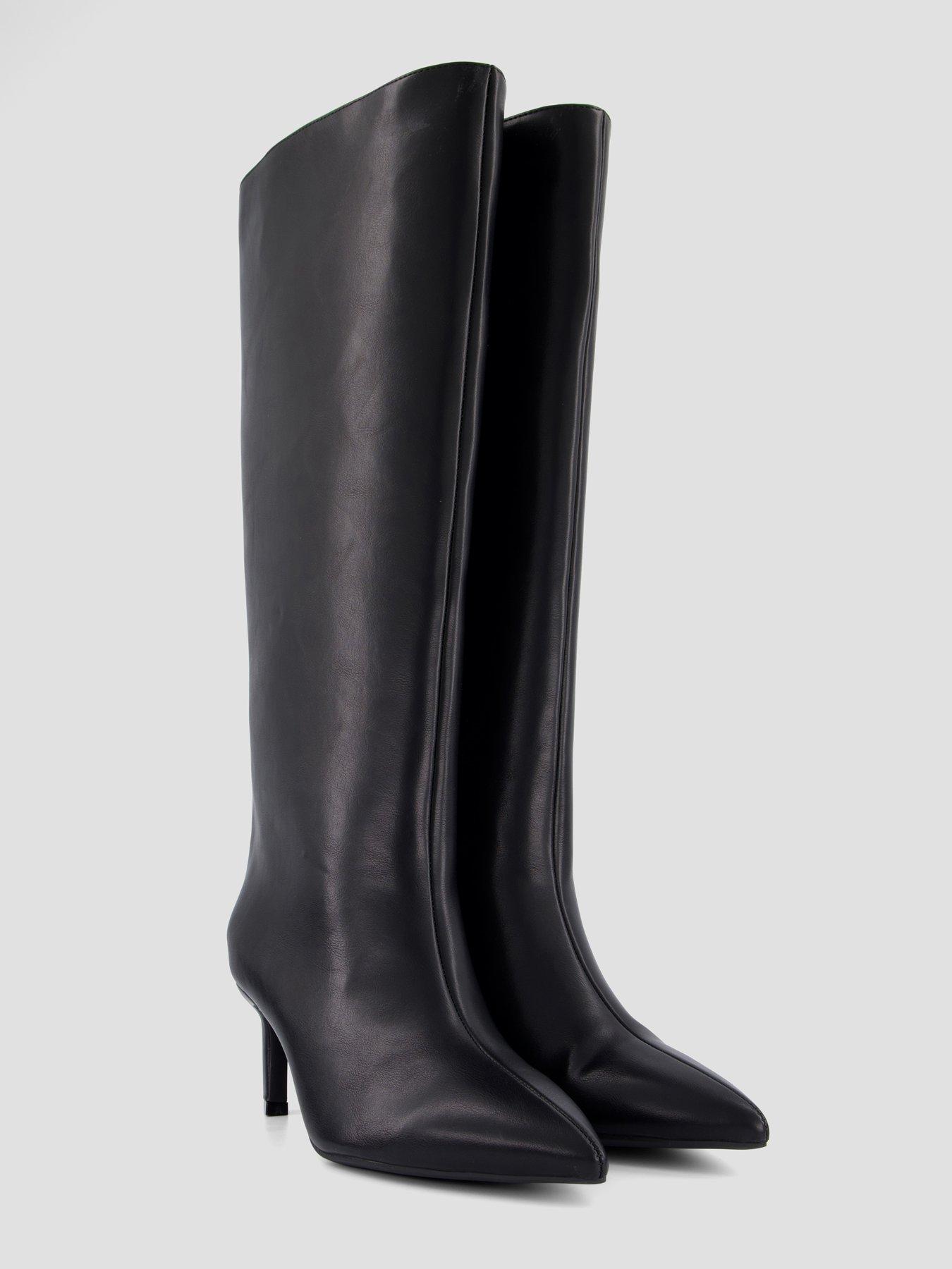 Image 6 of 7 of The Very Collection Womens Wide Fit Knee High Low Heel Pointed Toe Boots - Black