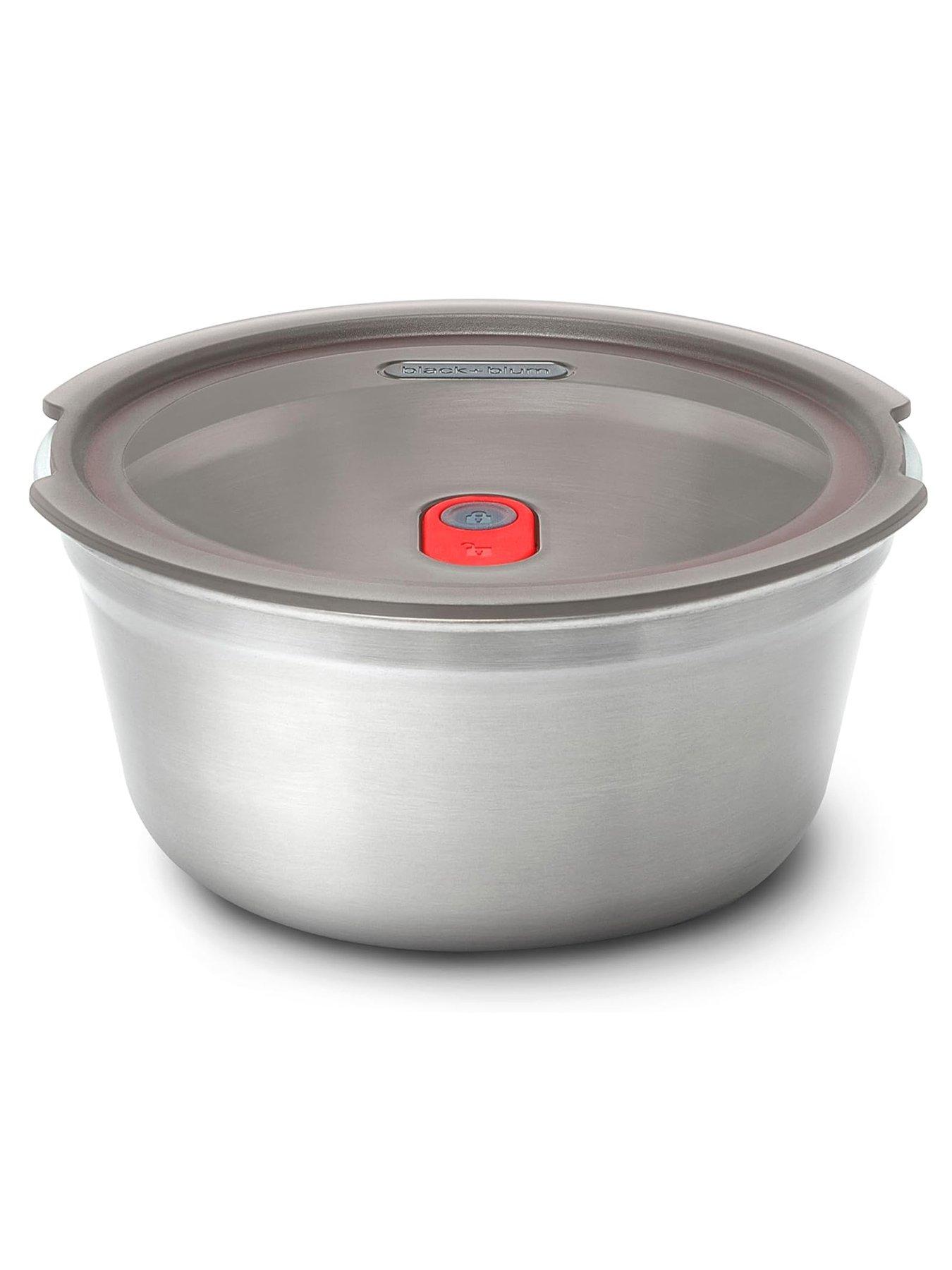 Black+Blum Microwavable Stainless Steel Round Food Bowl - Grey & Red