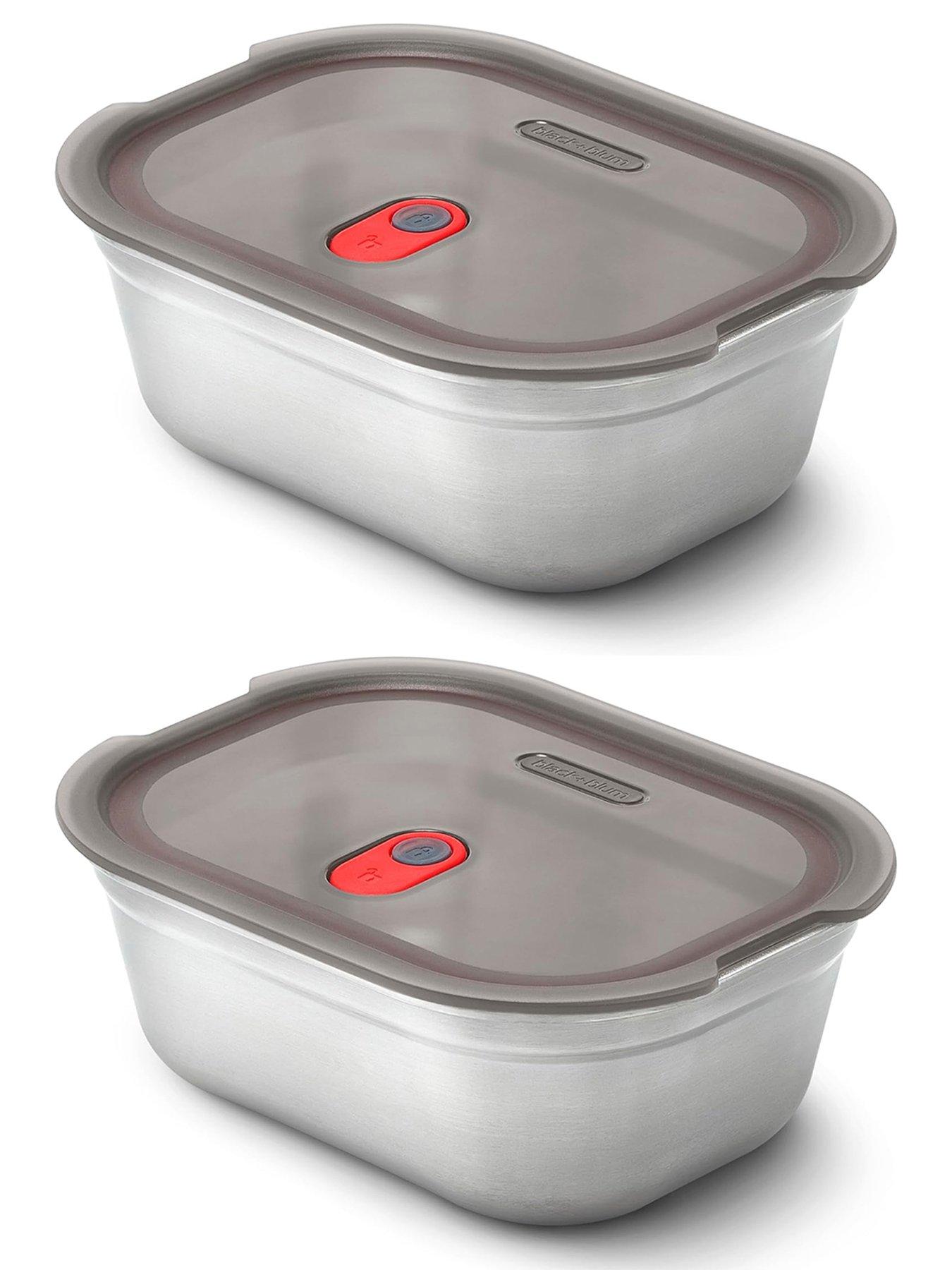 Black+Blum Set Of 2 Black + Blum Steel Food Box Large 1200ml - Grey & Red