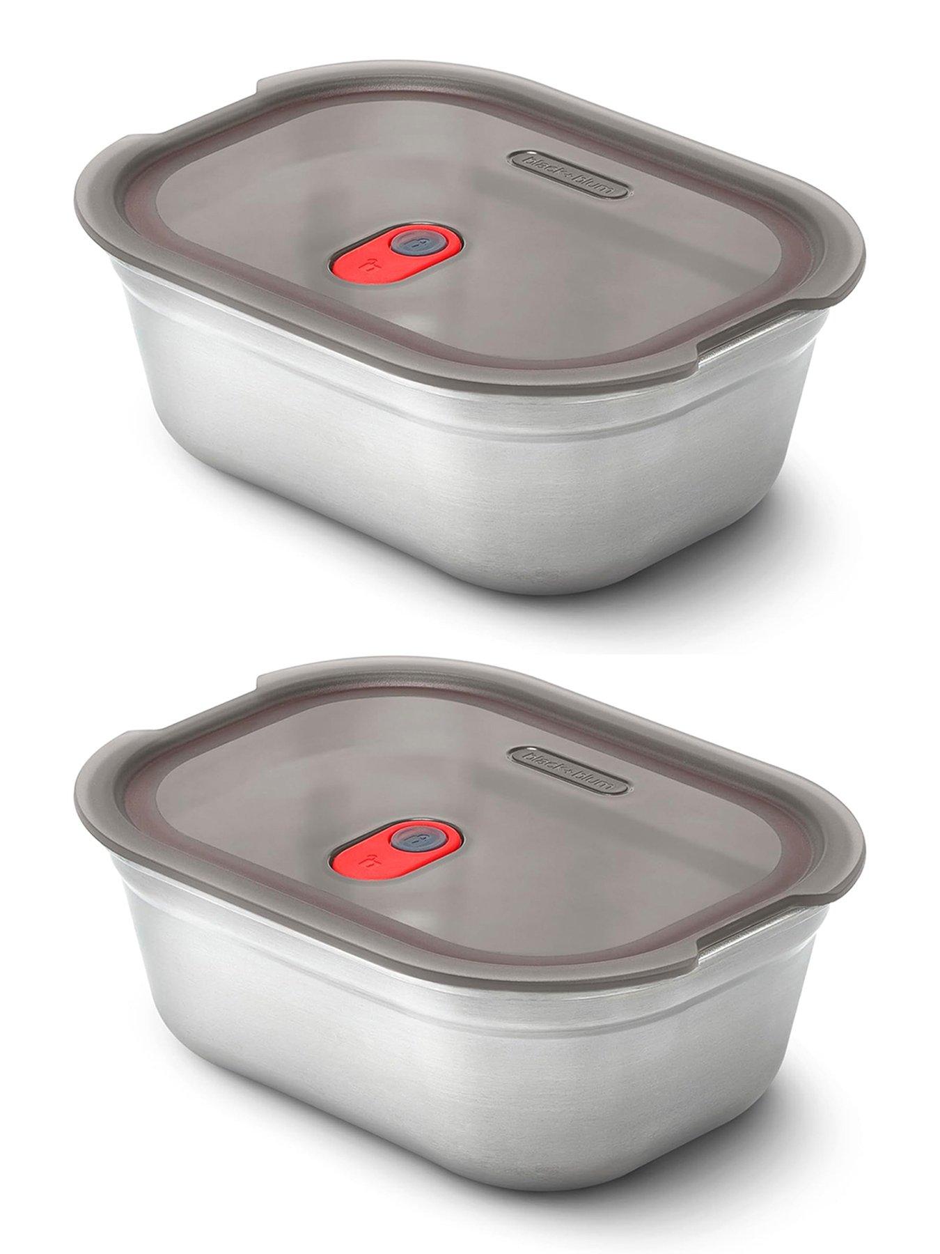 Black+Blum Set Of 2 Black + Blum Steel Food Box Medium 900ml- Grey & Red