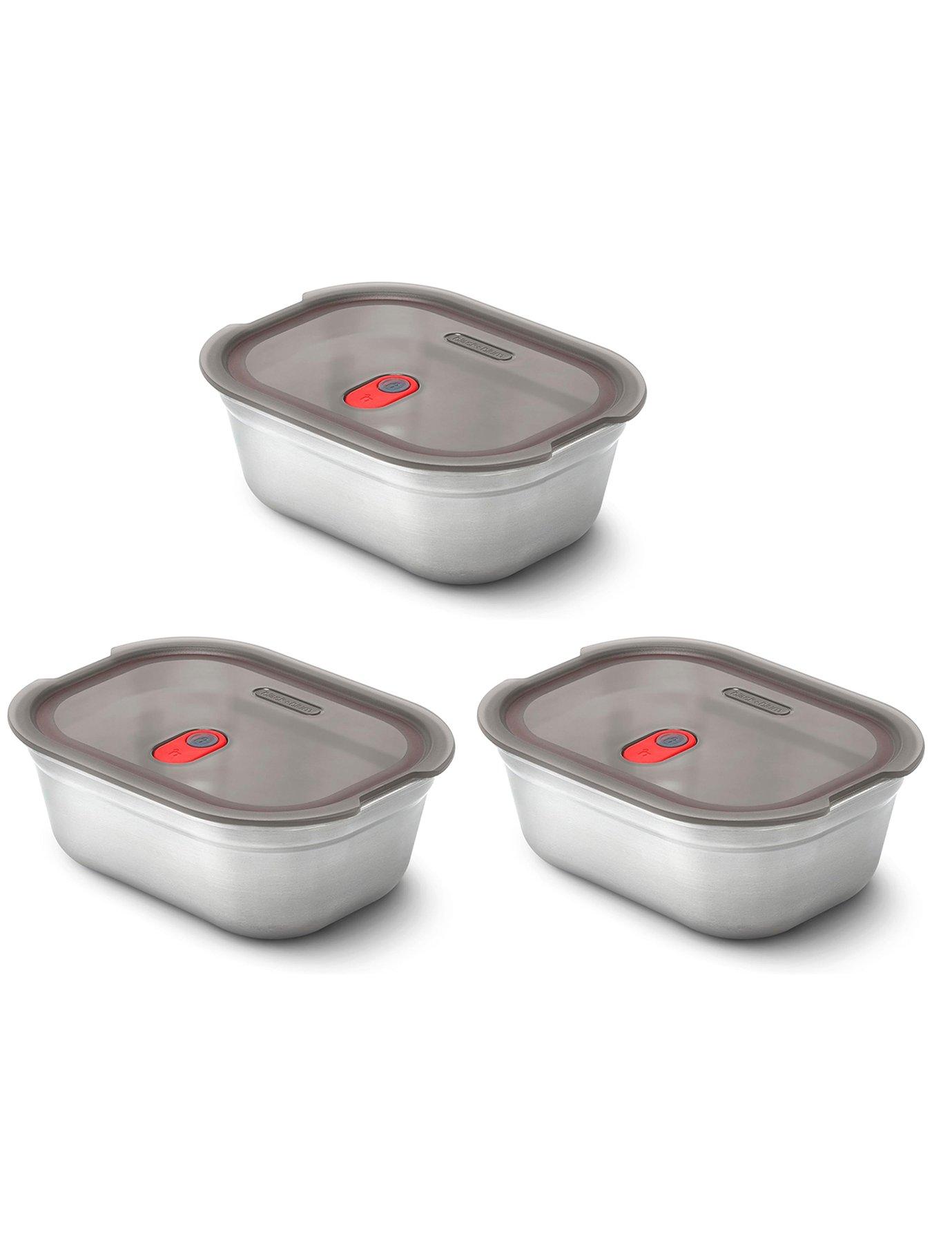 Black+Blum Set Of 3 Black + Blum Steel Food Box Medium 900ml - Grey & Red