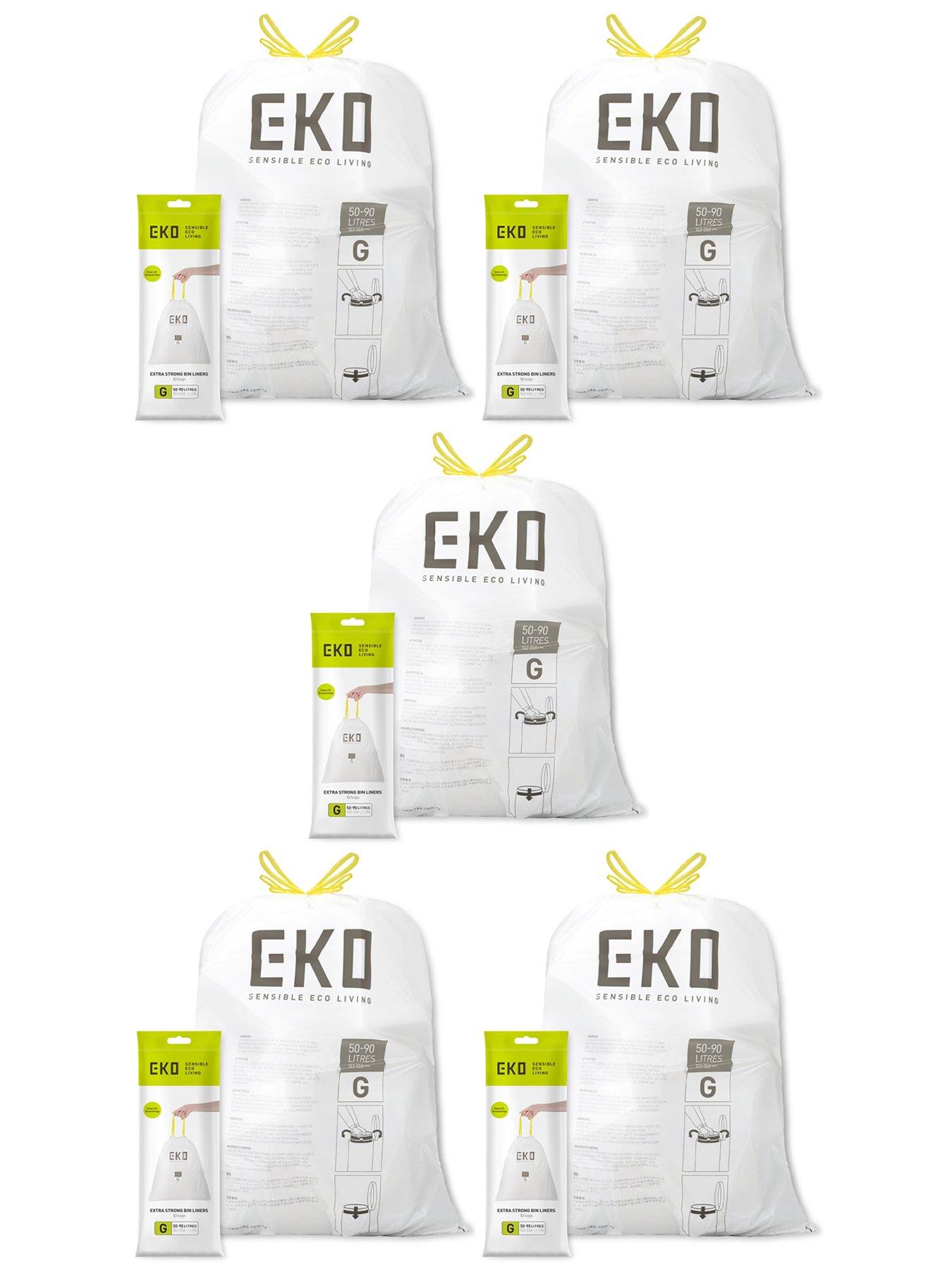 Eko 5 Pack Of Eko Plastic Bin Liners Size G 50-90l, 50 Bags