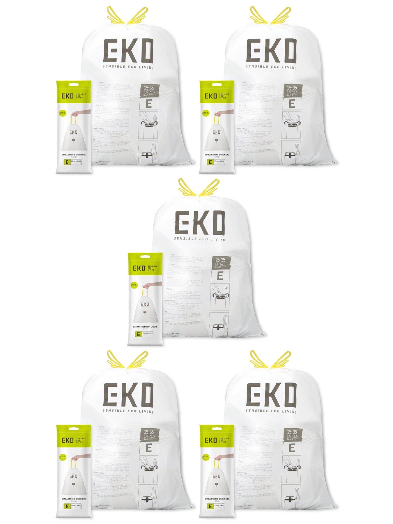 Eko Pack Of Eko Plastic Bin Liners Size E 25-35l, 12 Bags