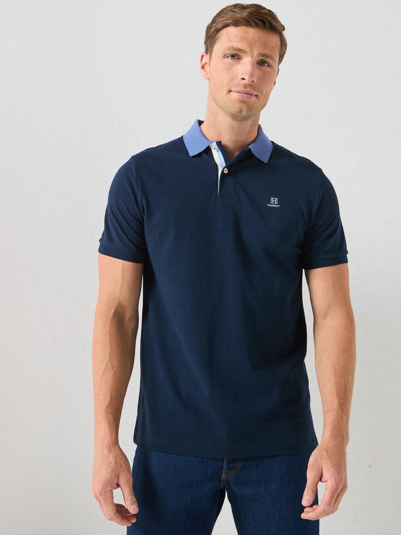 Image 1 of 5 of Hackett Heritage Tape Collar Polo Shirt - Navy