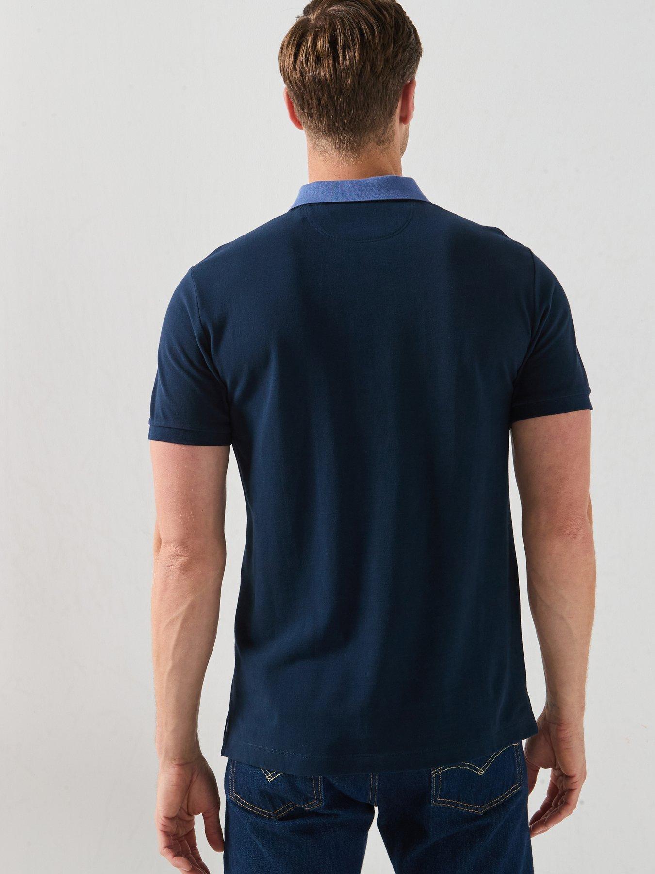 Image 2 of 5 of Hackett Heritage Tape Collar Polo Shirt - Navy