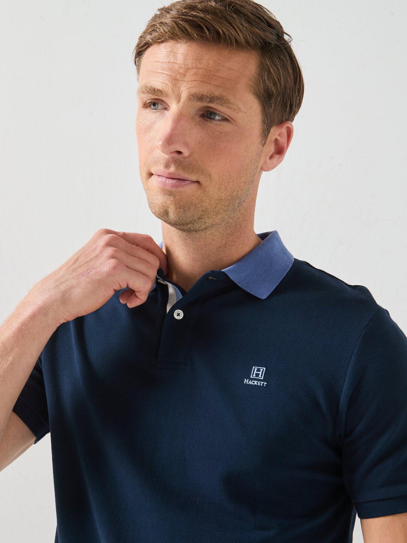 Image 4 of 5 of Hackett Heritage Tape Collar Polo Shirt - Navy