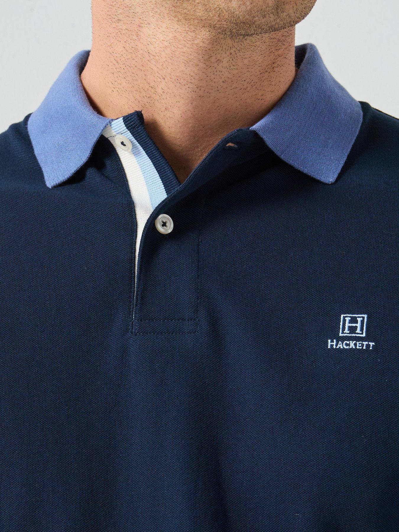 Image 5 of 5 of Hackett Heritage Tape Collar Polo Shirt - Navy