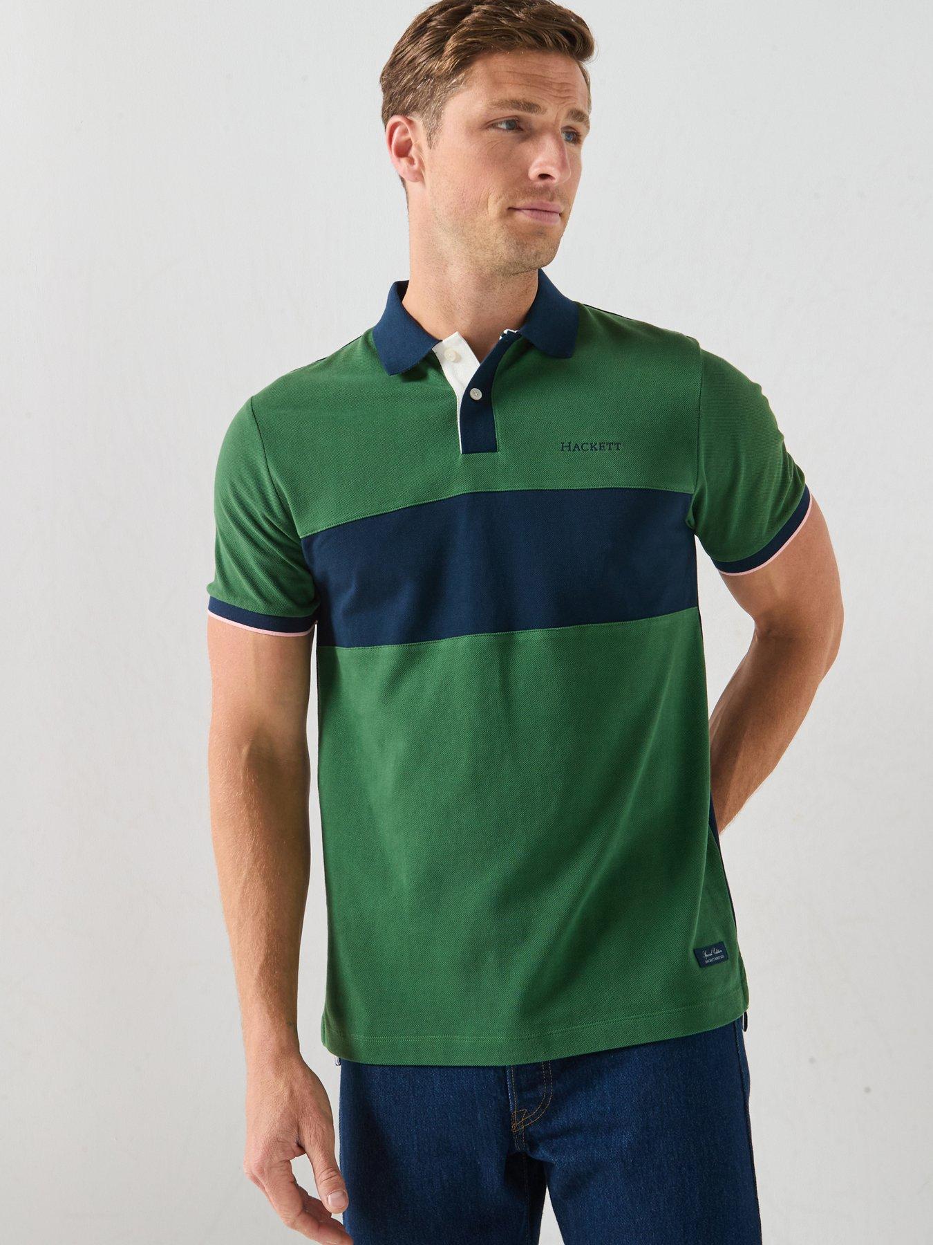 Hackett Heritaage Chest Panel Polo Shirt, Green, Size S, Men