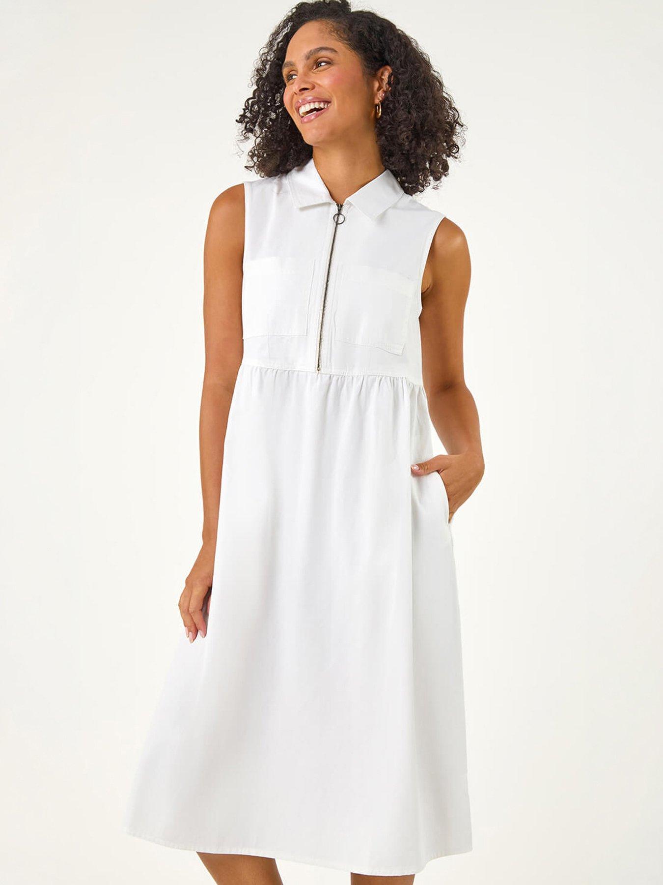 Roman Collared Zip Front Midi Dress
