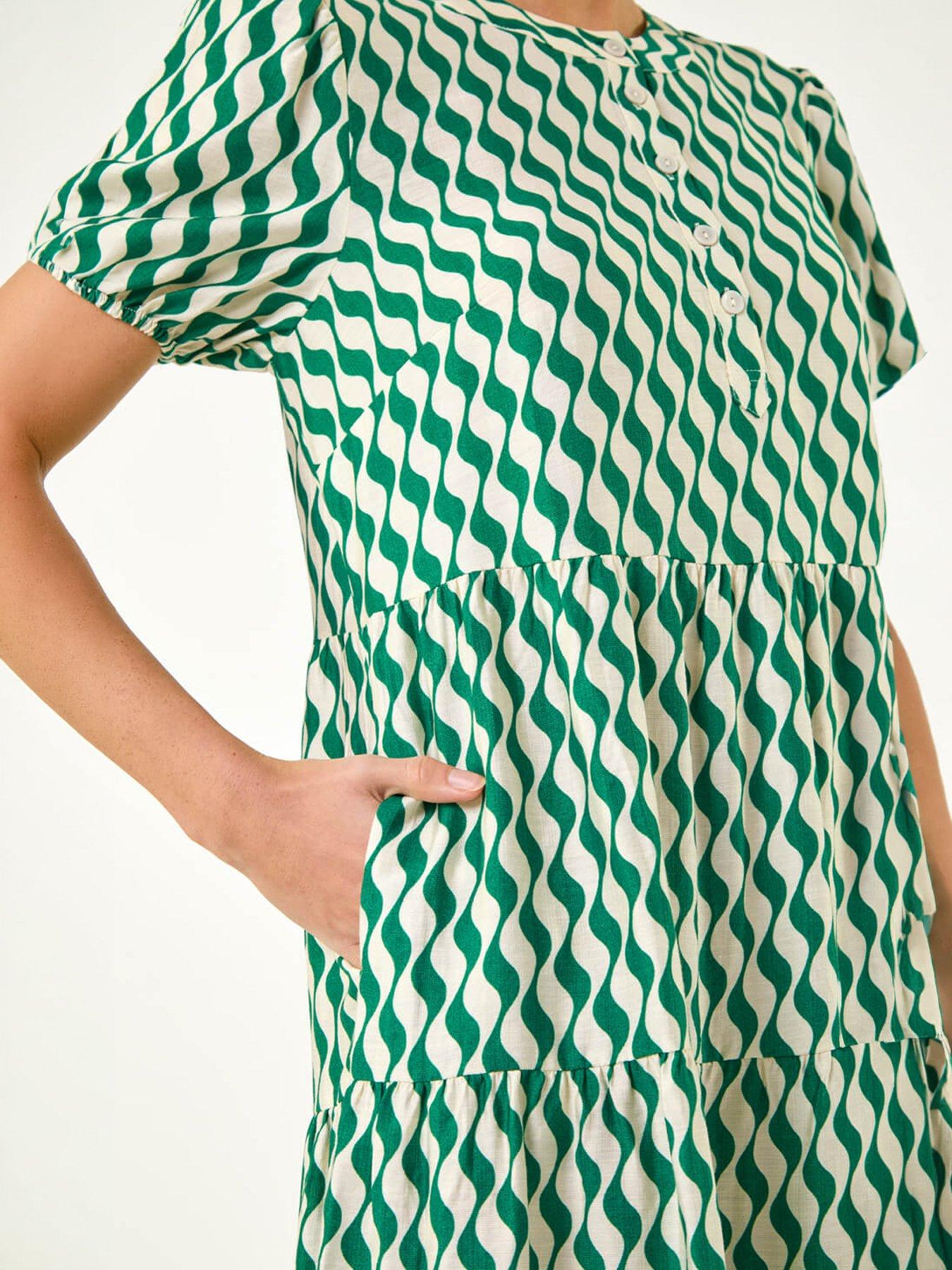 Image 2 of 5 of Roman Geo Print Button Shirt Midi Dress