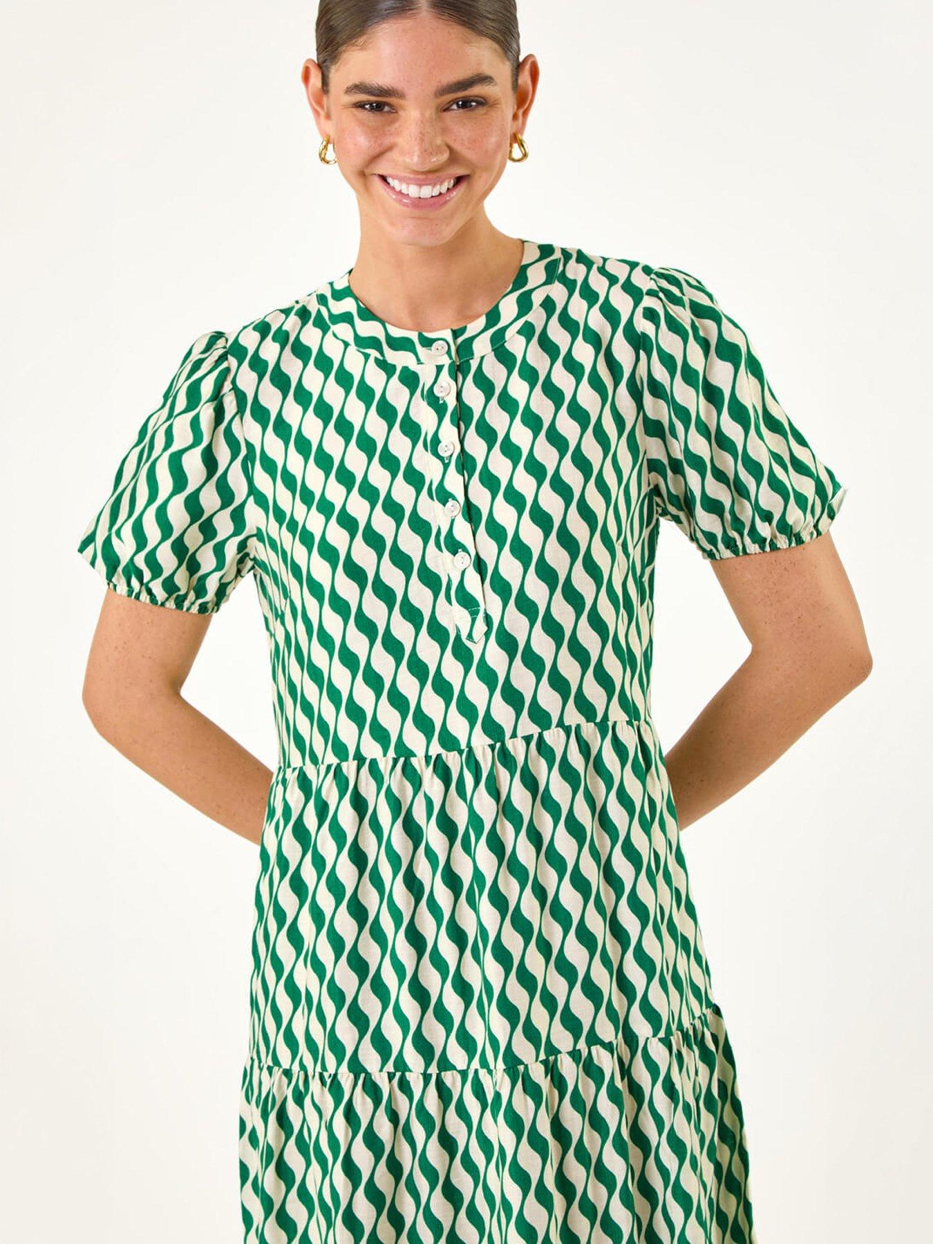Image 3 of 5 of Roman Geo Print Button Shirt Midi Dress