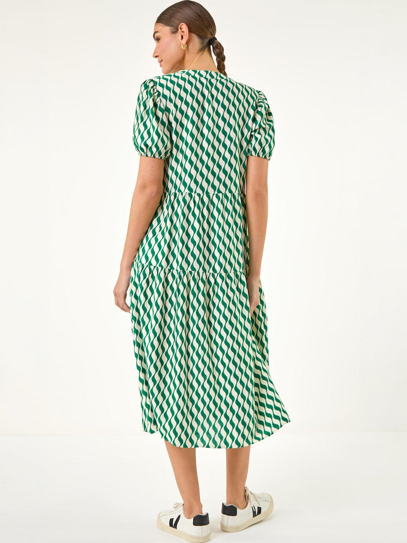Image 4 of 5 of Roman Geo Print Button Shirt Midi Dress