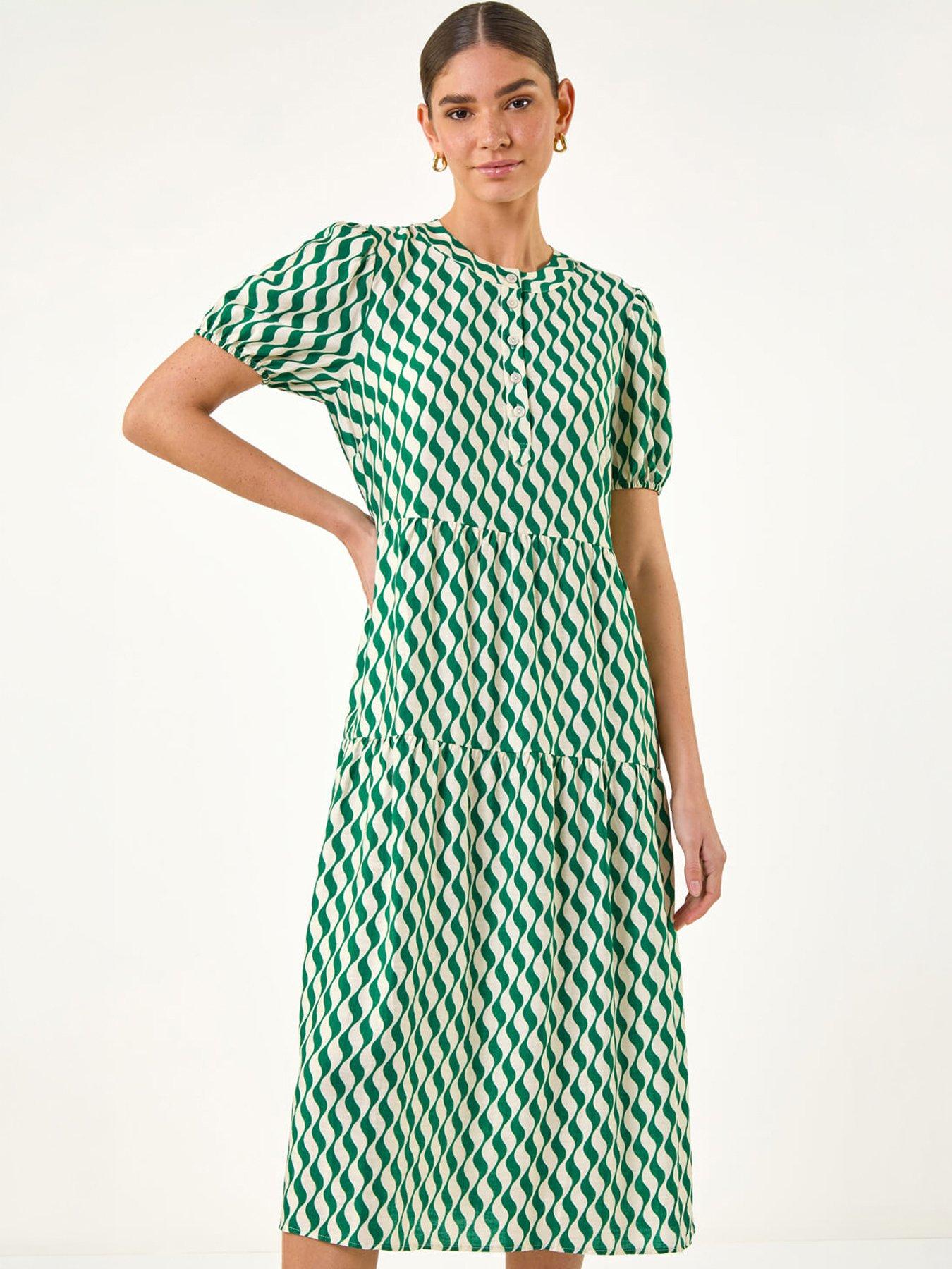 Image 5 of 5 of Roman Geo Print Button Shirt Midi Dress