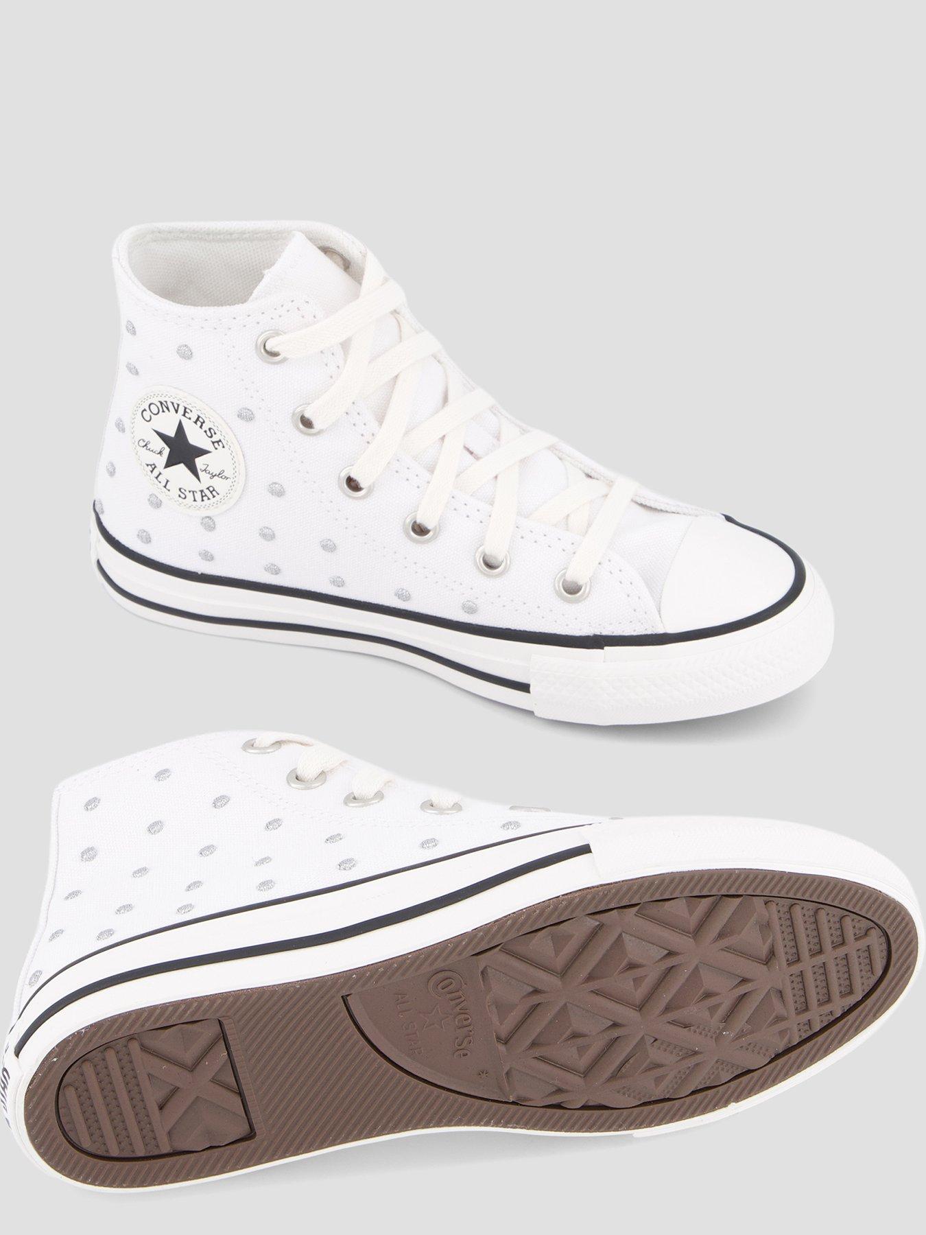 Image 4 of 7 of Converse Kids Hi-top Lace-up Chuck Taylor Trainers - White