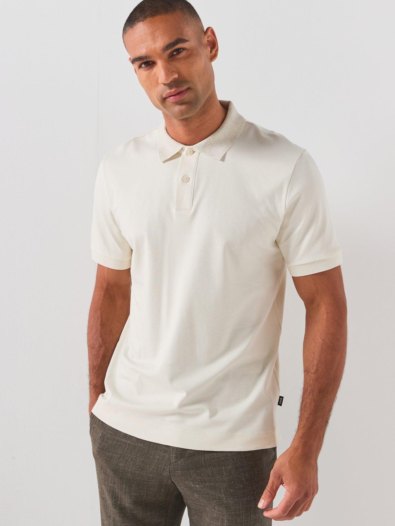 BOSS Boss H-parlay 49 Patterned Collar Stretch Polo Shirt - Open White