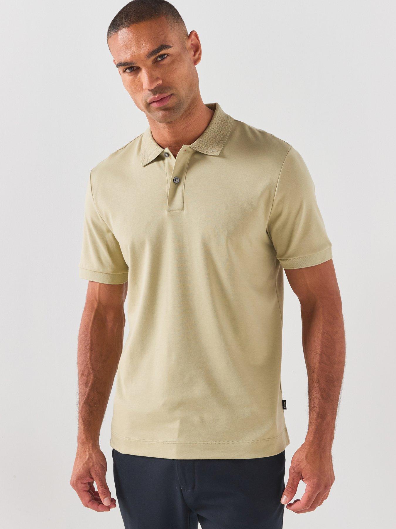 BOSS Boss H-parlay 49 Patterned Collar Stretch Polo Shirt - Dark Beige