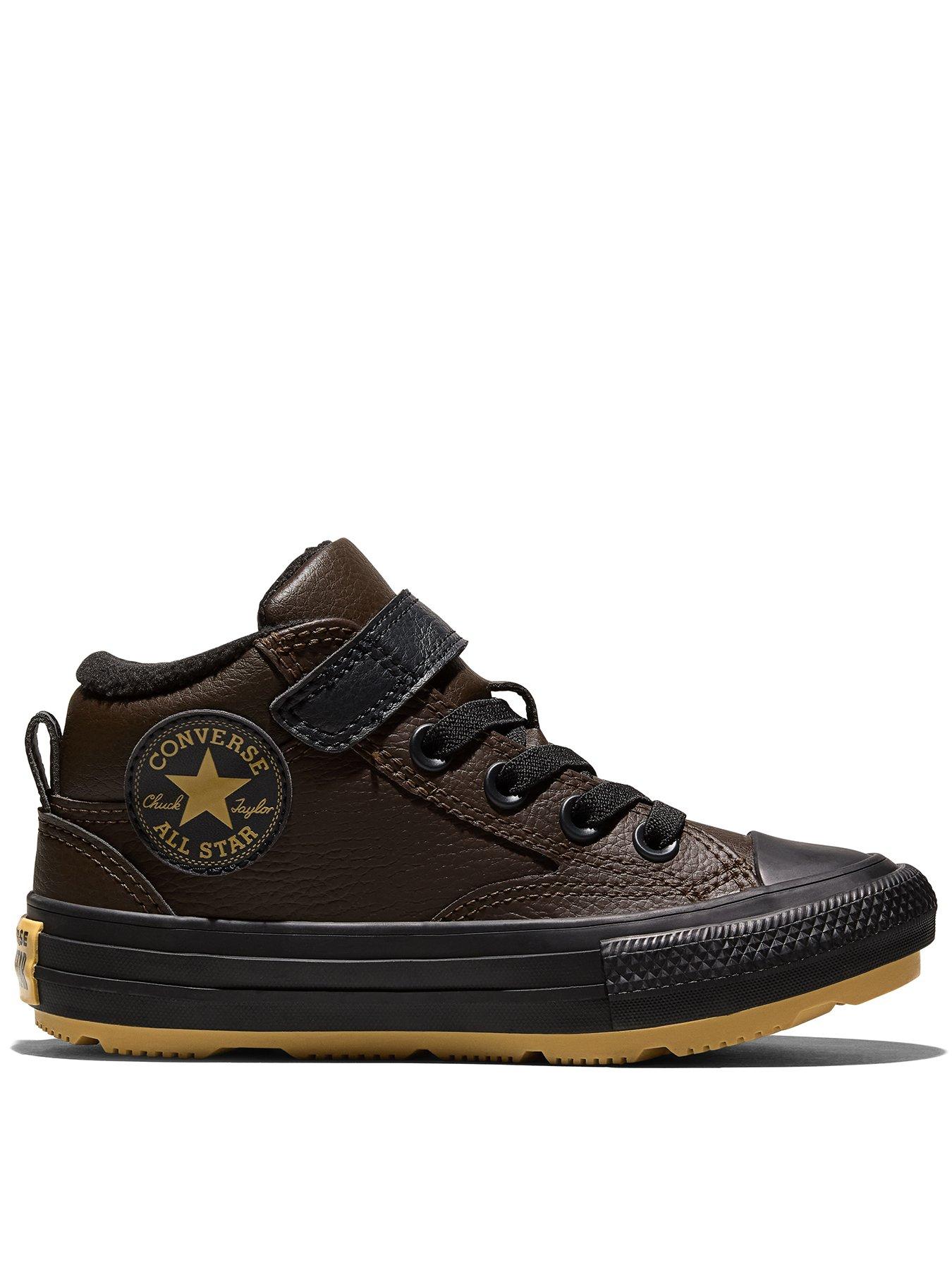 Image 1 of 5 of Converse Boys Hi-Top Water-Repellent Strap Boot Trainers - Brown