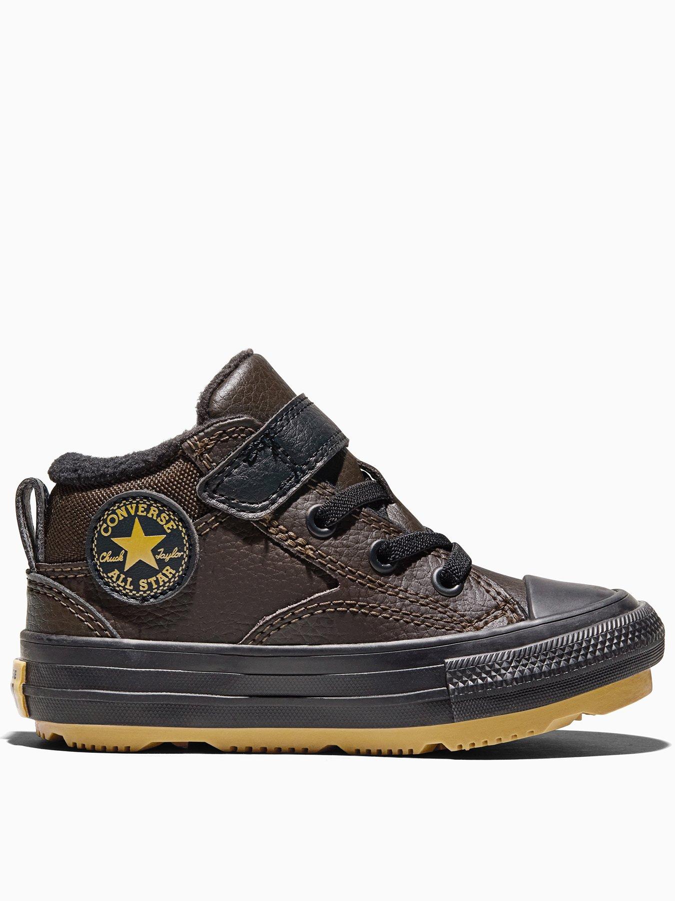Image 1 of 6 of Converse Boys Water-Repellent Leather Traction Sole Mid Top Trainers - Brown