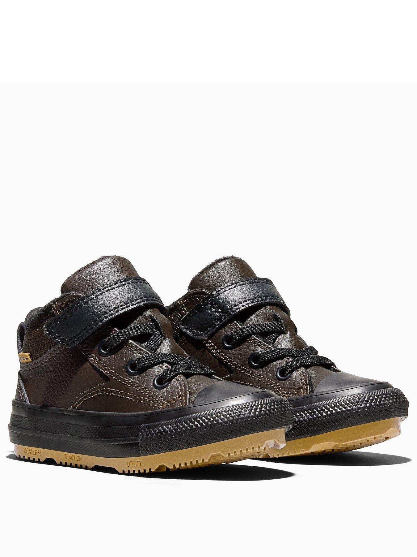 Image 2 of 6 of Converse Boys Water-Repellent Leather Traction Sole Mid Top Trainers - Brown