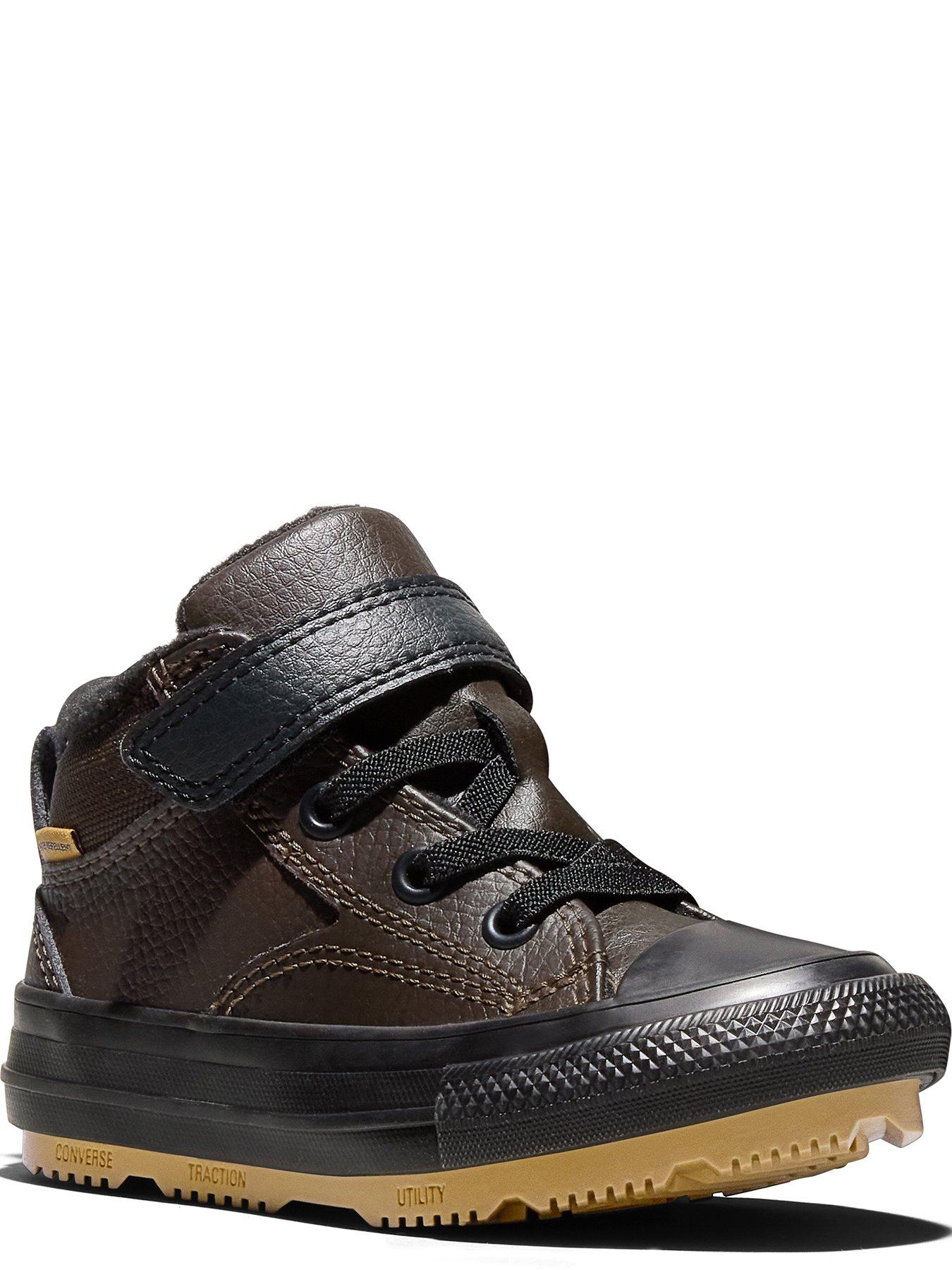 Image 3 of 6 of Converse Boys Water-Repellent Leather Traction Sole Mid Top Trainers - Brown