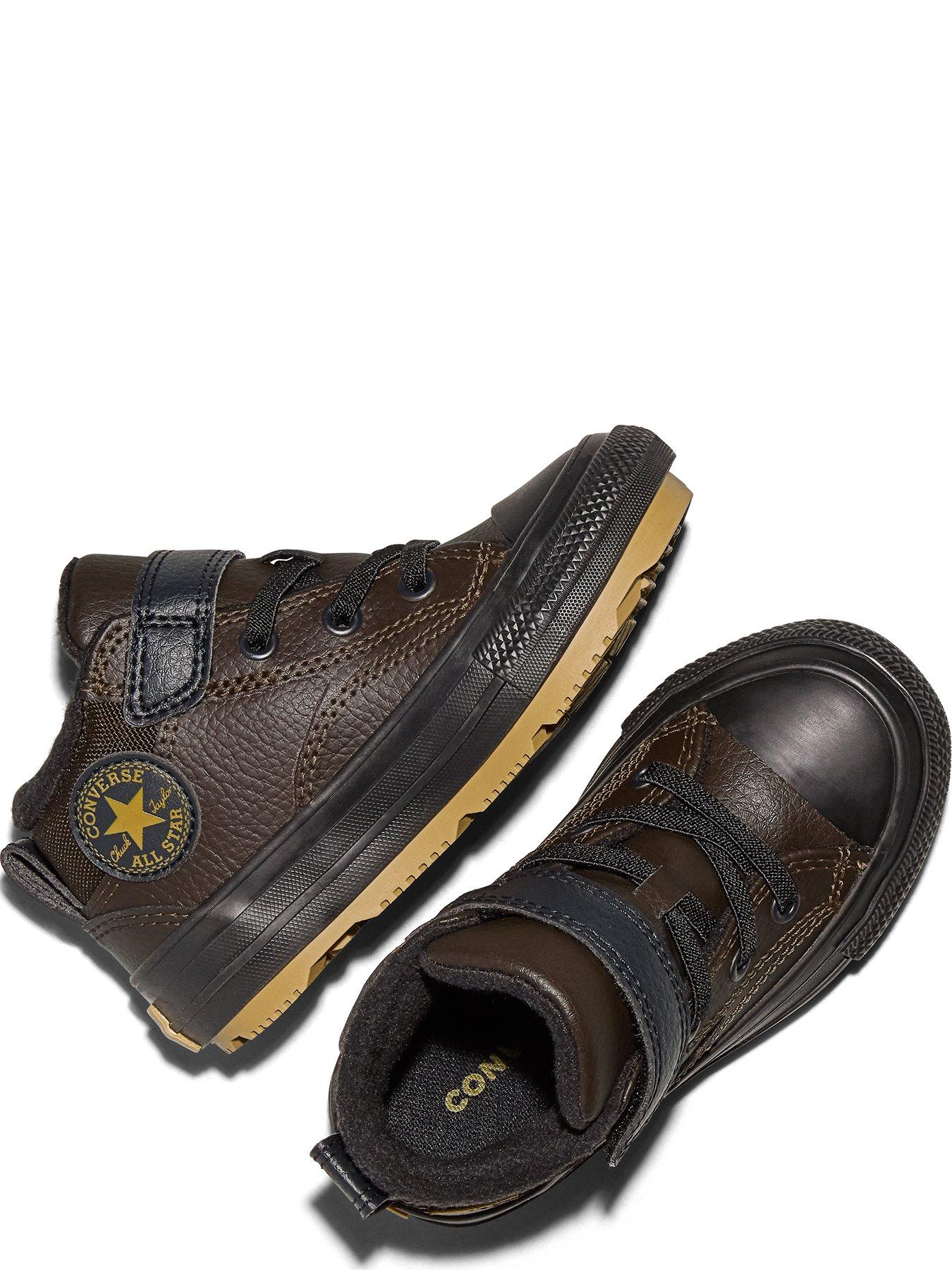 Image 4 of 6 of Converse Boys Water-Repellent Leather Traction Sole Mid Top Trainers - Brown