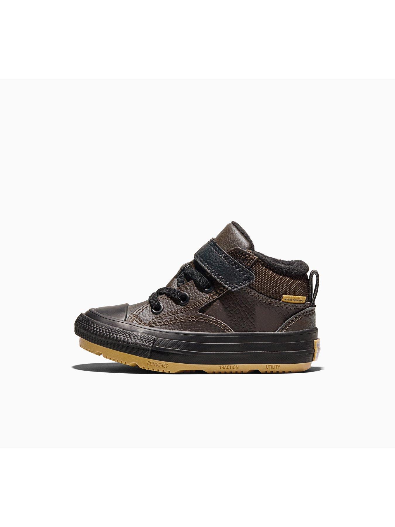 Image 5 of 6 of Converse Boys Water-Repellent Leather Traction Sole Mid Top Trainers - Brown