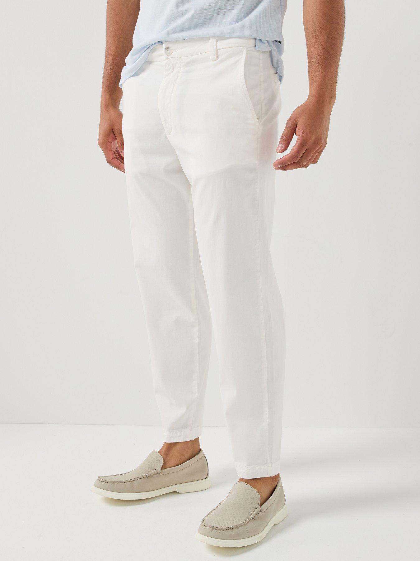 BOSS C-Kerin Tapered Fit Chino Trousers, White, Size 36R, Men
