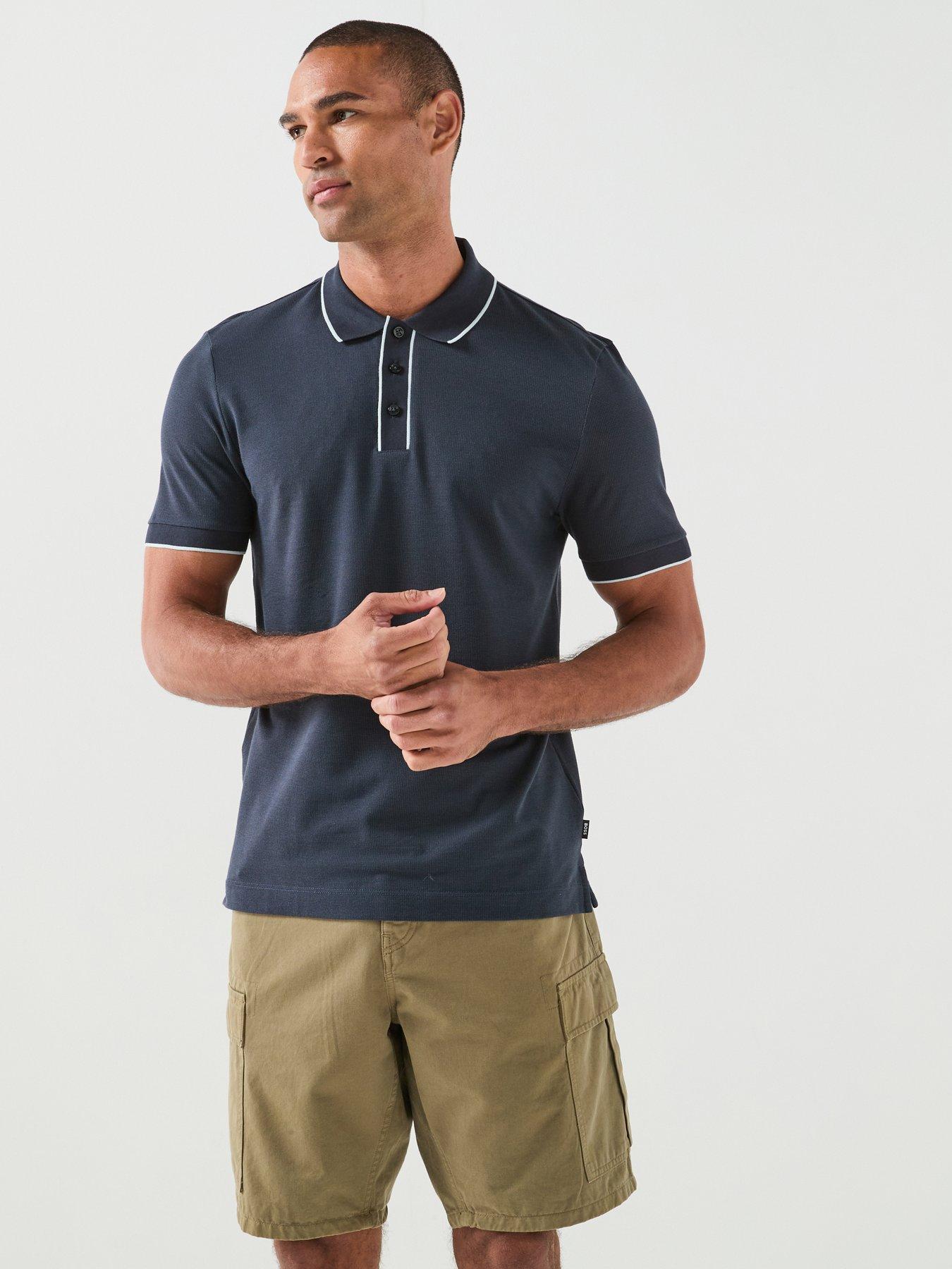BOSS Contrast Placket Polo Shirt - Dark Blue