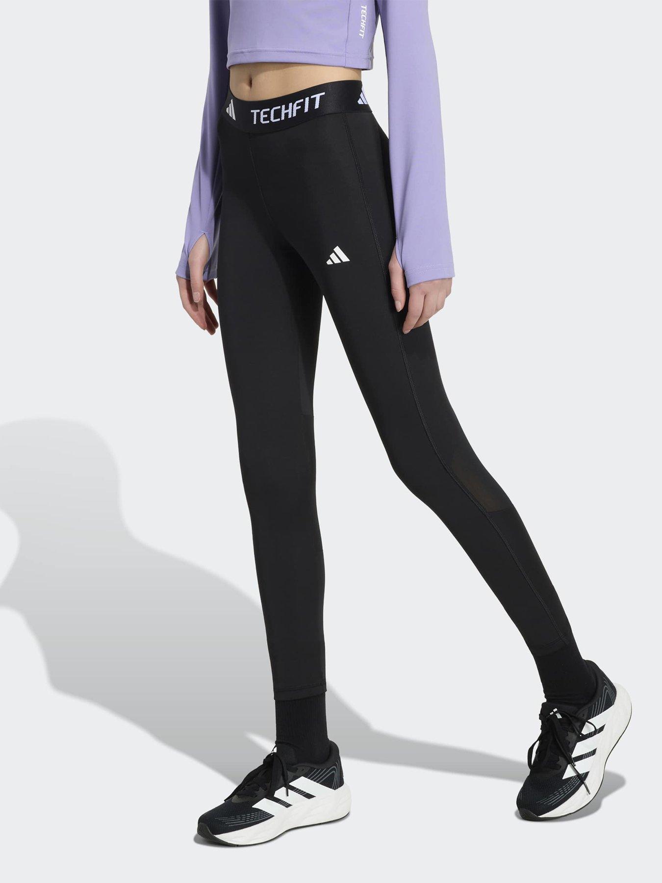 adidas Junior TECHFIT Long Training Tights, Black, Size 13-14 Years