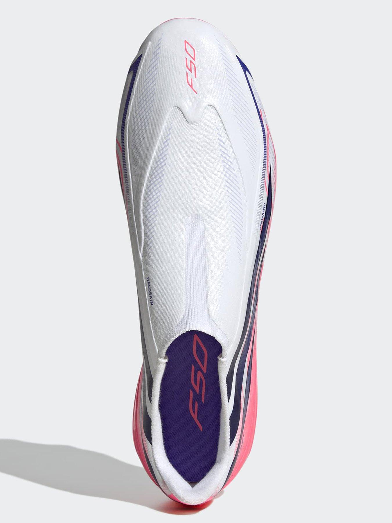 Image 4 of 7 of adidas Mens F50 Hyperfast League Laceless Firm Ground Football Boots - White